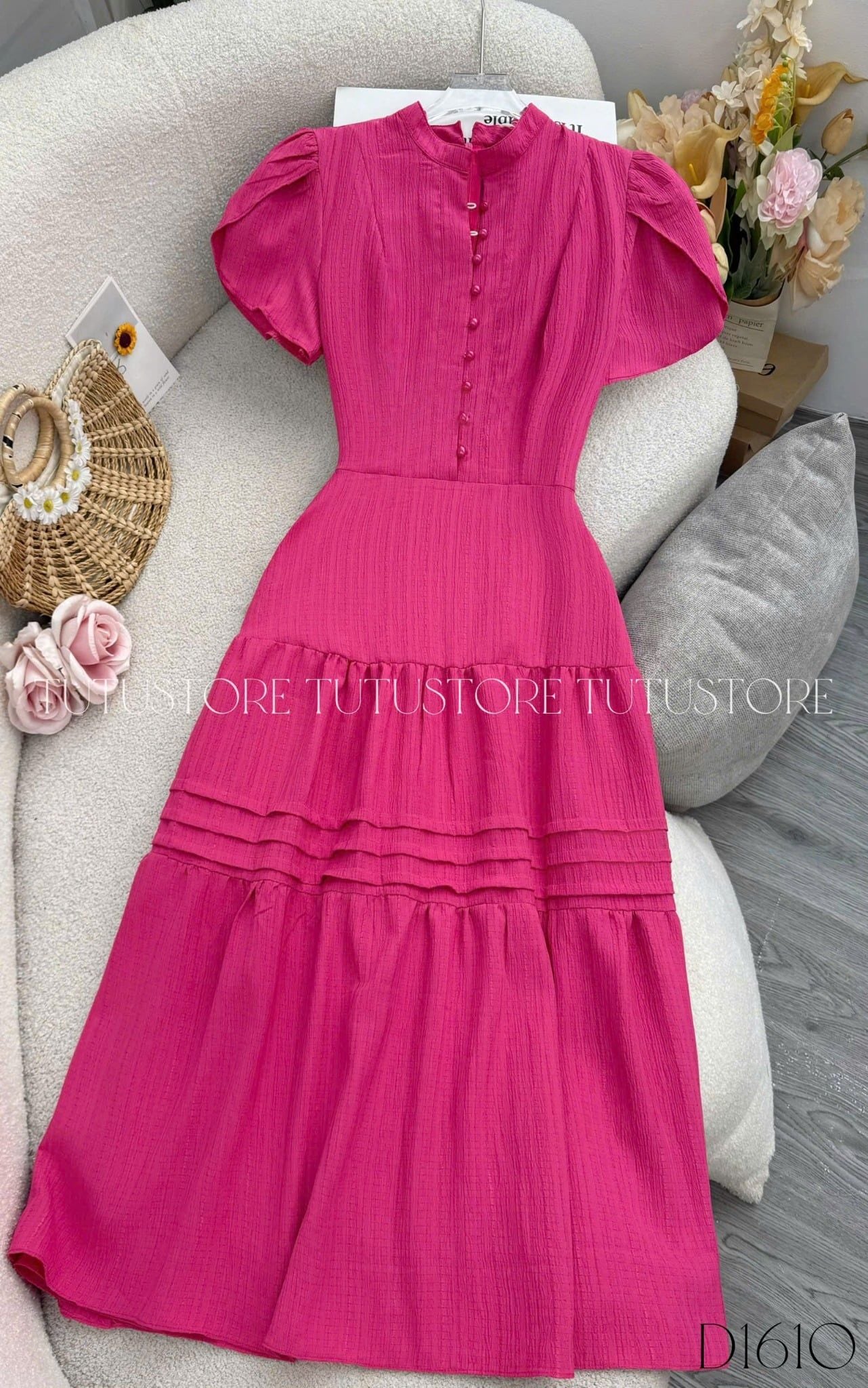 Đầm Thiết Kế Cổ Tròn Dáng Dài Đi Chơi TuTu Store Mã D1610