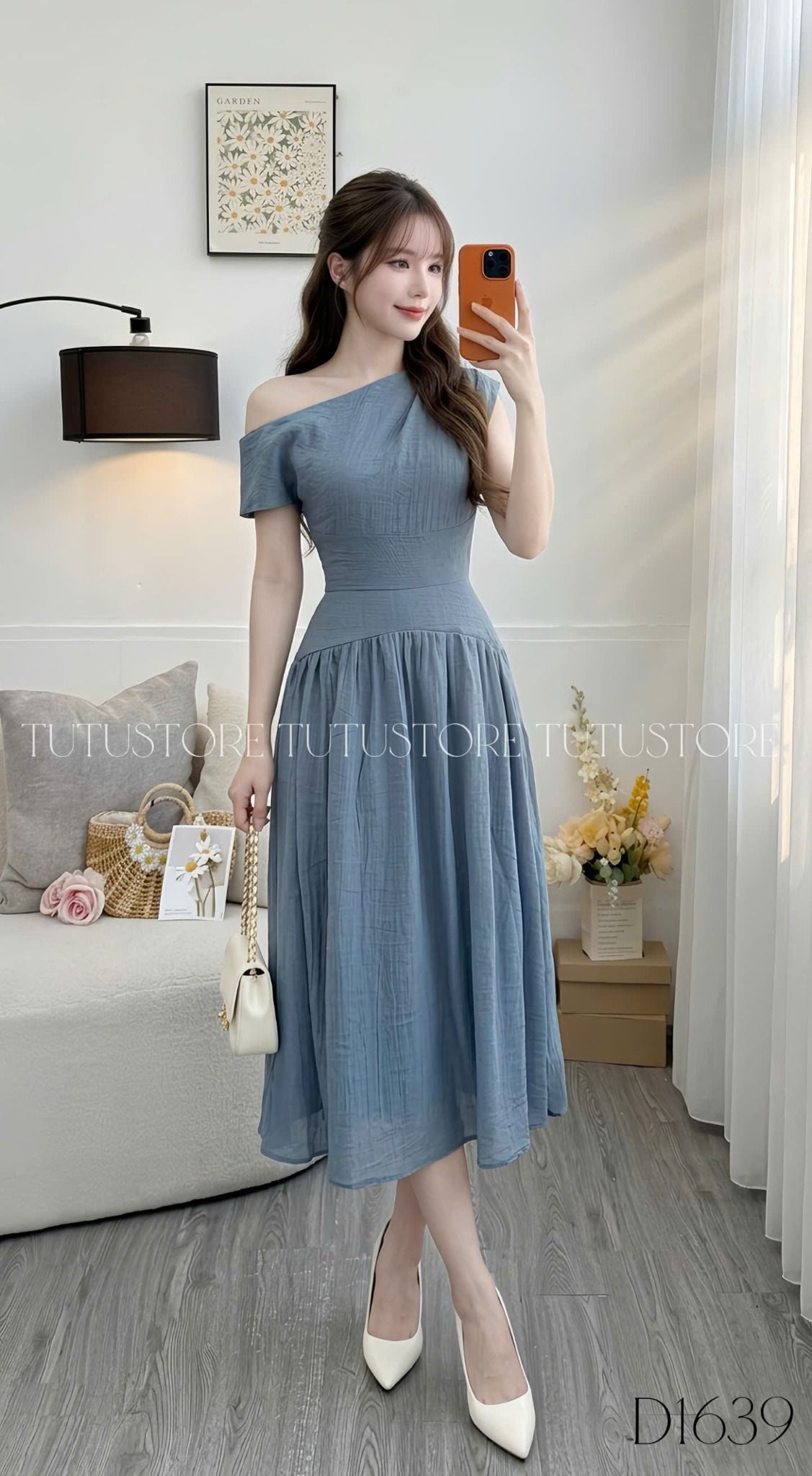 Đầm Thiết Kế Lệch Vai Dáng Xòe Nhẹ Nhàng Đi Chơi TuTu Store Mã D1639