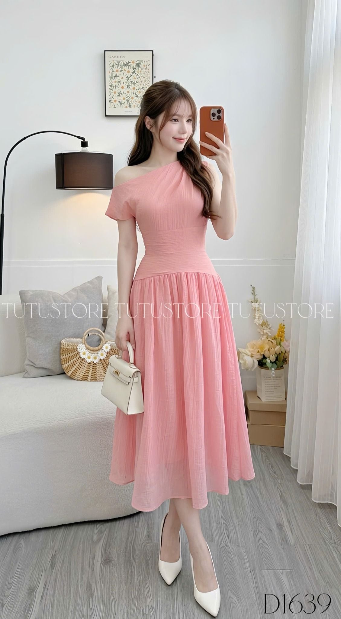 Đầm Thiết Kế Lệch Vai Dáng Xòe Nhẹ Nhàng Đi Chơi TuTu Store Mã D1639