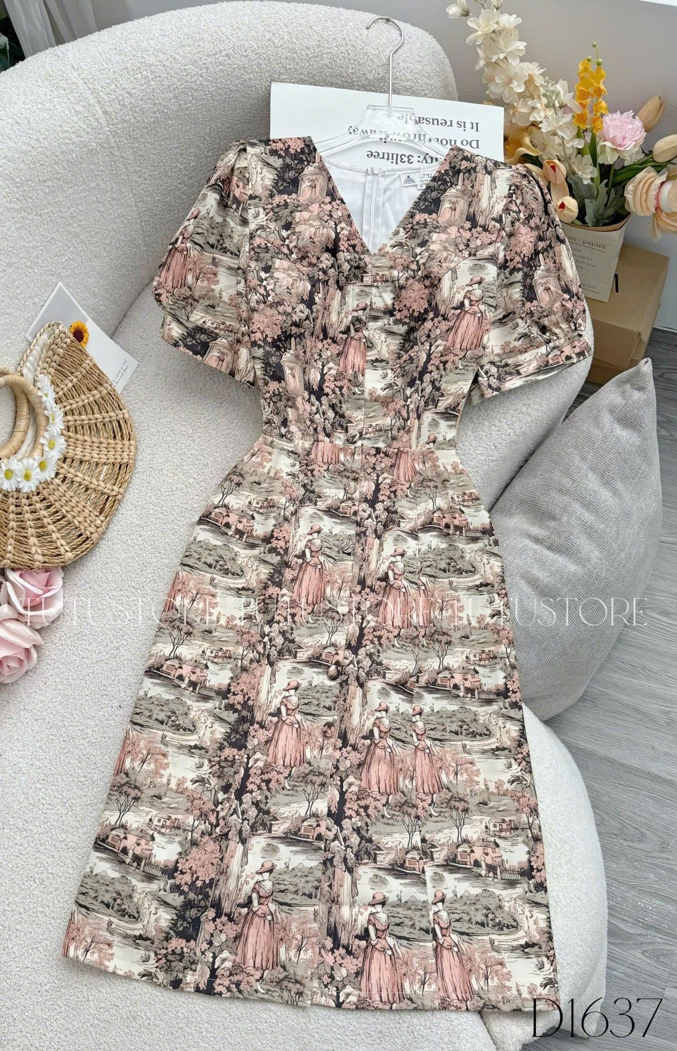 Đầm Thiết Kế Cổ V Dáng Chữ A Đi Chơi TuTu Store Mã D1637