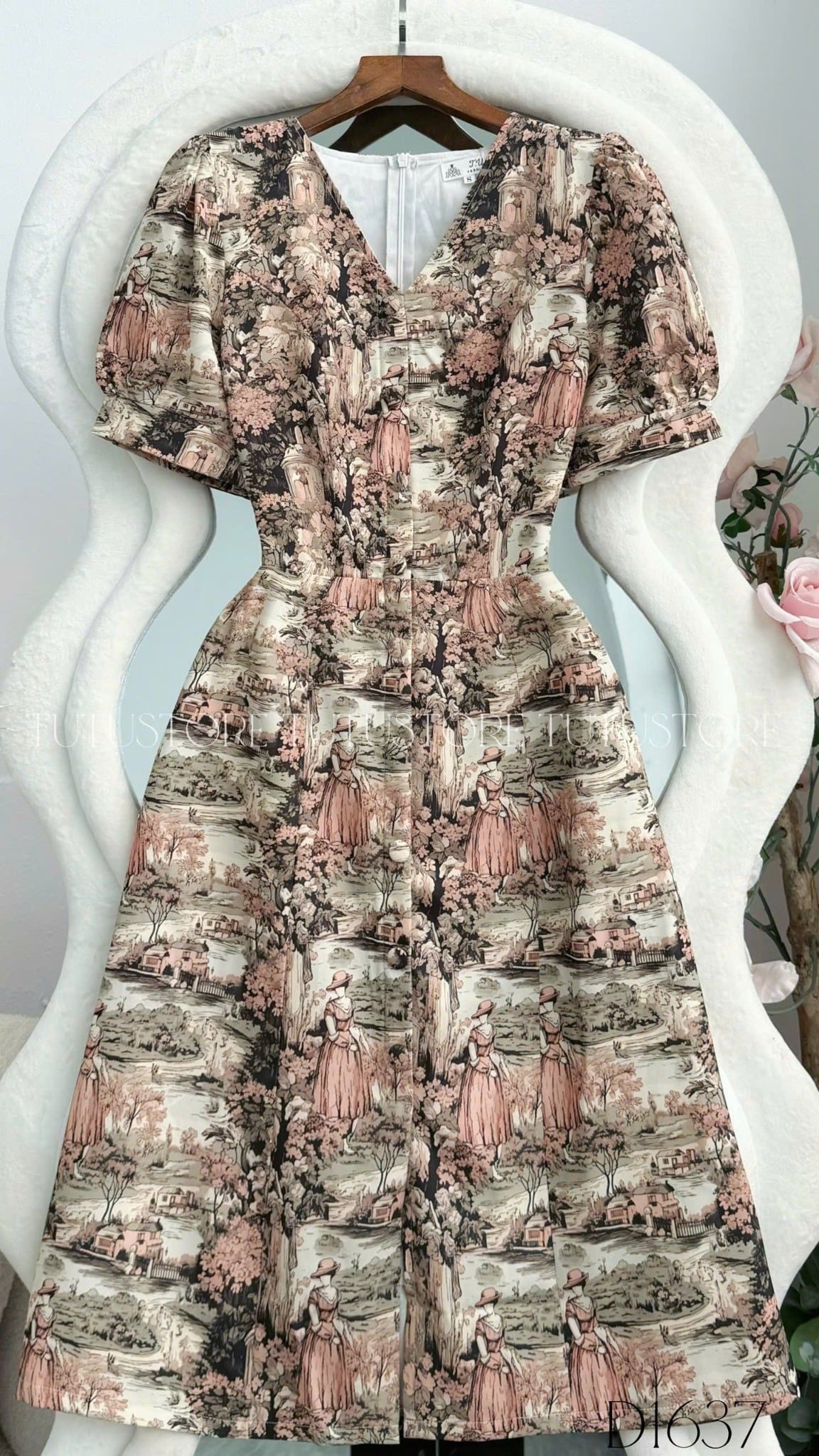 Đầm Thiết Kế Cổ V Dáng Chữ A Đi Chơi TuTu Store Mã D1637