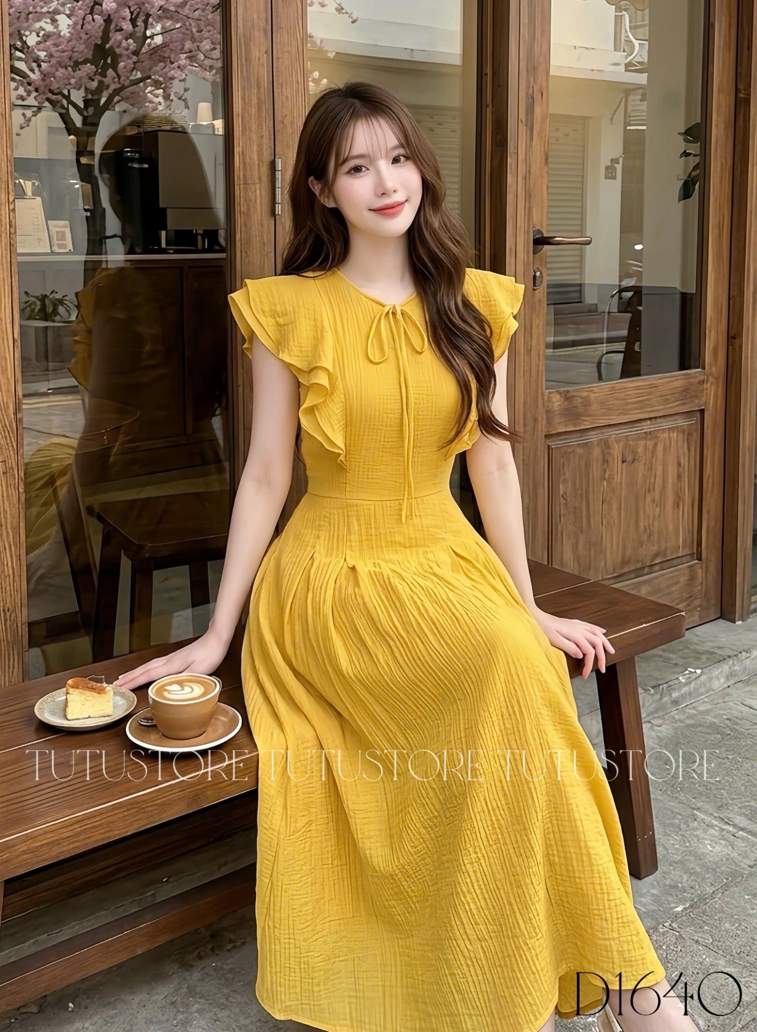 Đầm Thiết Kế Cổ Tròn Bèo Vai Dáng Xòe Tiểu Thư TuTu Store Mã D1640