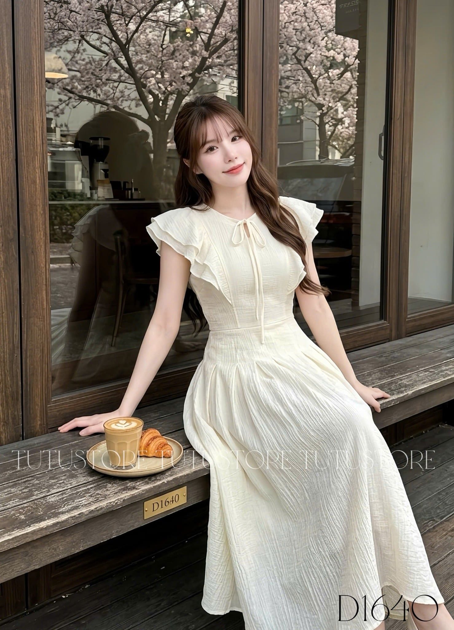 Đầm Thiết Kế Cổ Tròn Bèo Vai Dáng Xòe Tiểu Thư TuTu Store Mã D1640