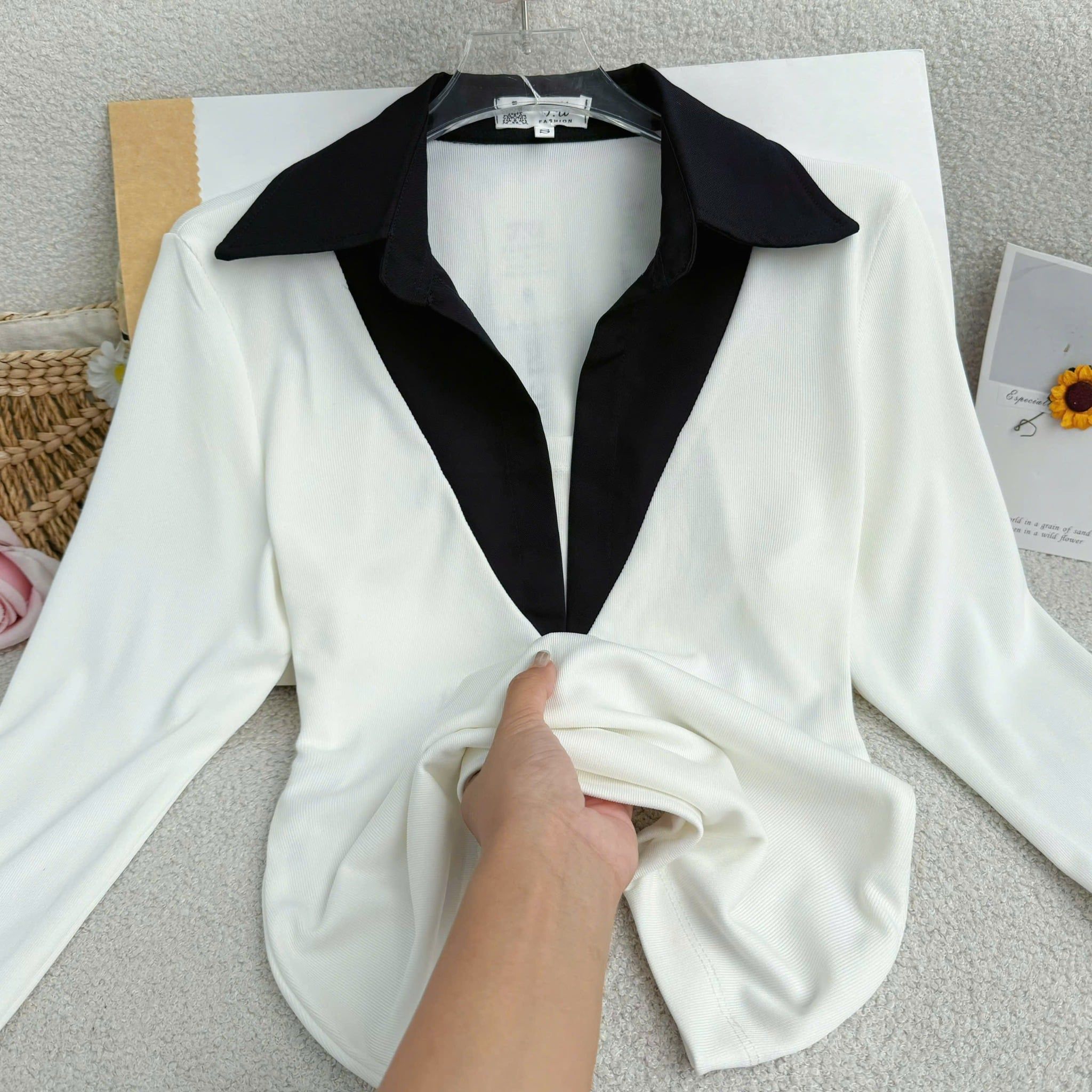Áo Thiết Kế Kiểu Phối Cổ Sơ Mi Công Sở TuTu Store Mã A600