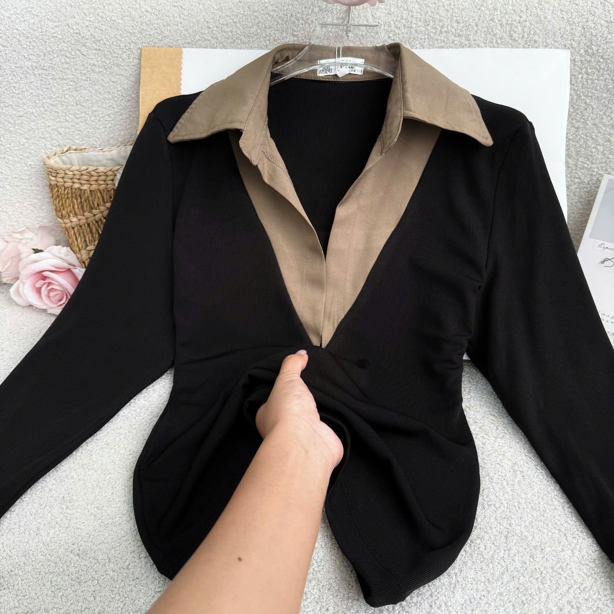 Áo Thiết Kế Kiểu Phối Cổ Sơ Mi Công Sở TuTu Store Mã A600