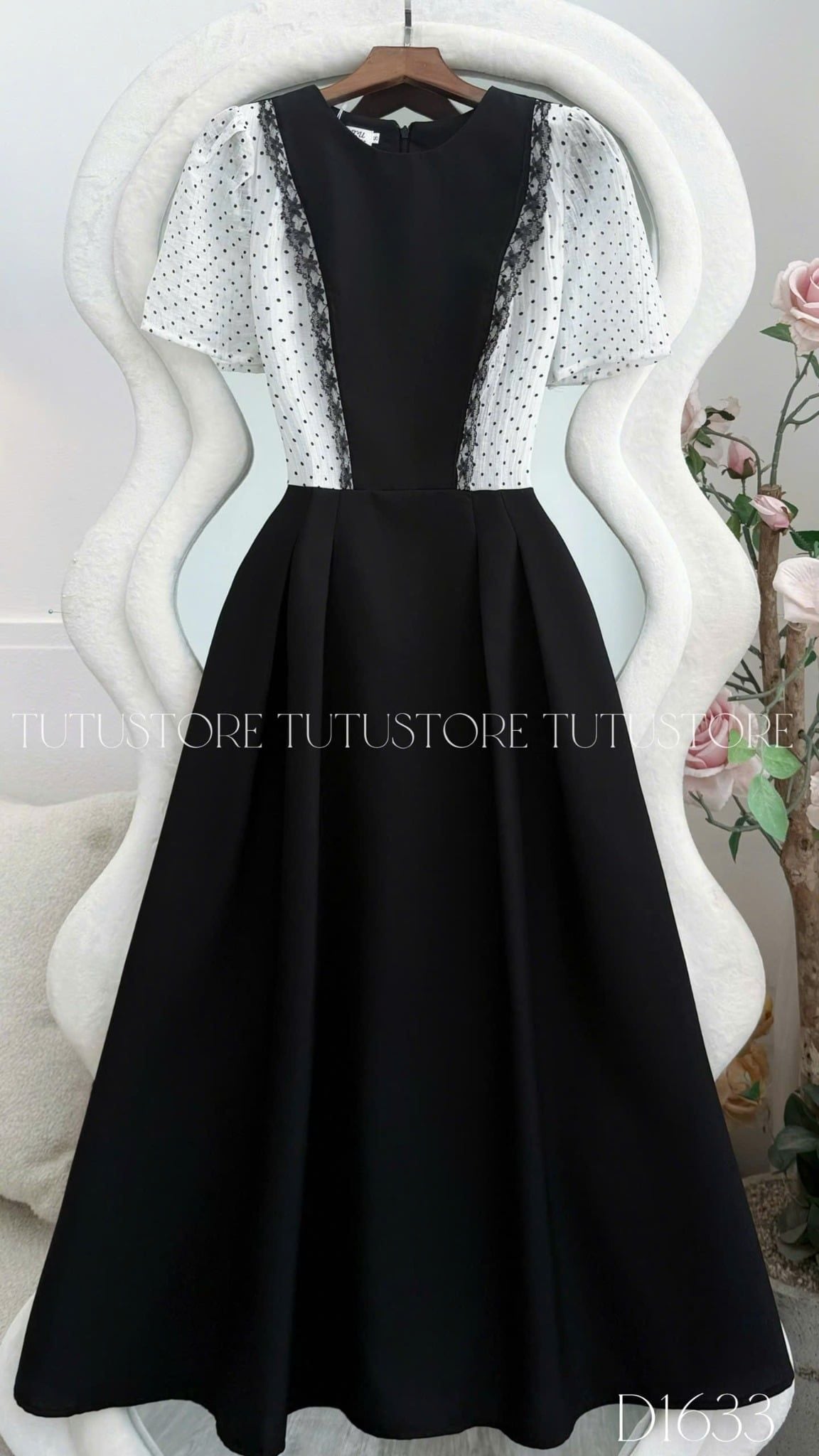 Đầm Liền Thiết Kế Kiểu Sơ Mi Tay Bồng Phối Yếm Đi Chơi TuTu Store Mã D1633