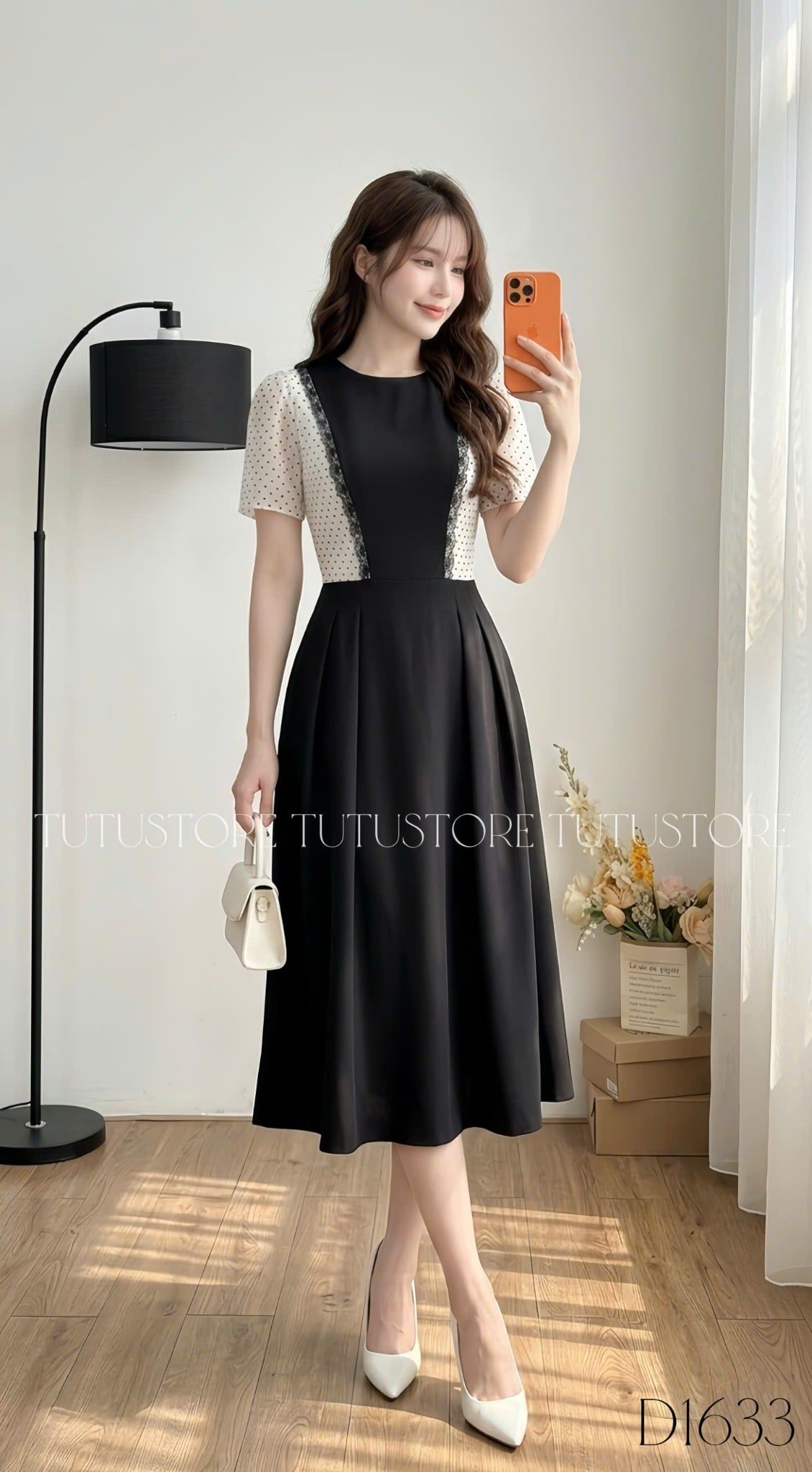 Đầm Liền Thiết Kế Kiểu Sơ Mi Tay Bồng Phối Yếm Đi Chơi TuTu Store Mã D1633