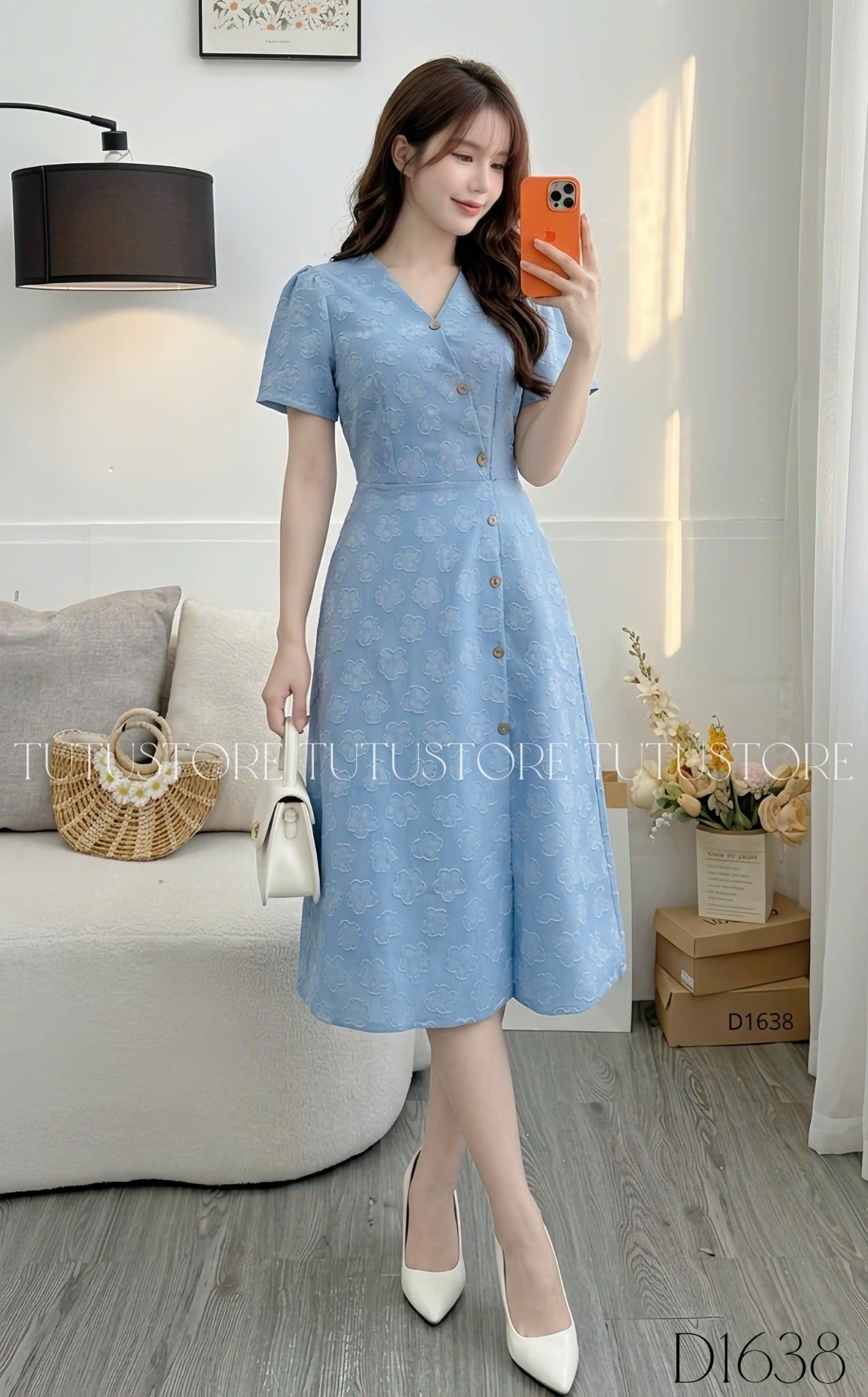 Đầm Thiết Kế Cổ Chữ V Dáng Chữ A Đi Chơi TuTu Store Mã D1638