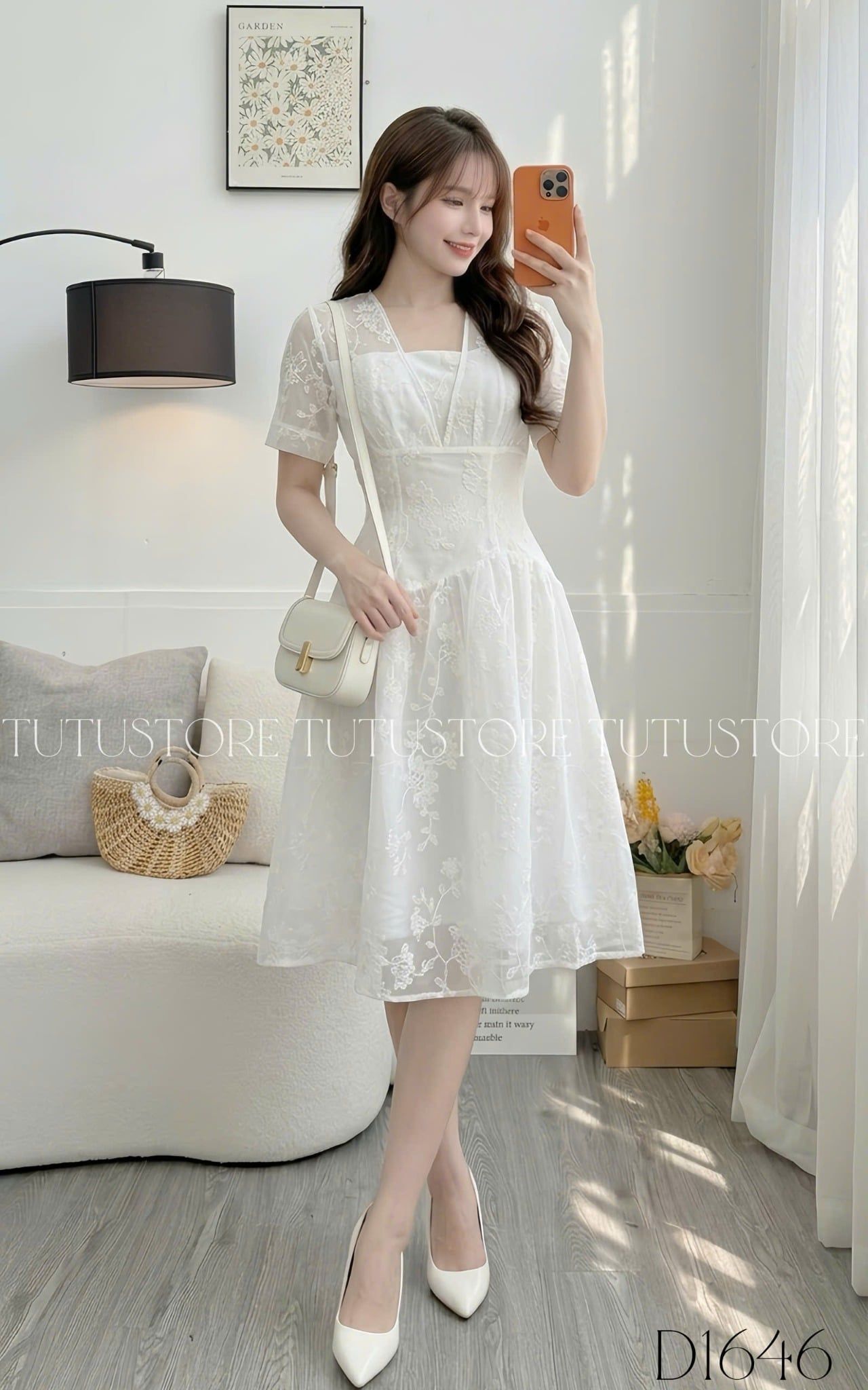 Đầm Xinh Thiết Kế Cổ Tim Dáng Xòe Nhẹ Nhàng Tiểu Thư TuTu Store Mã D1646