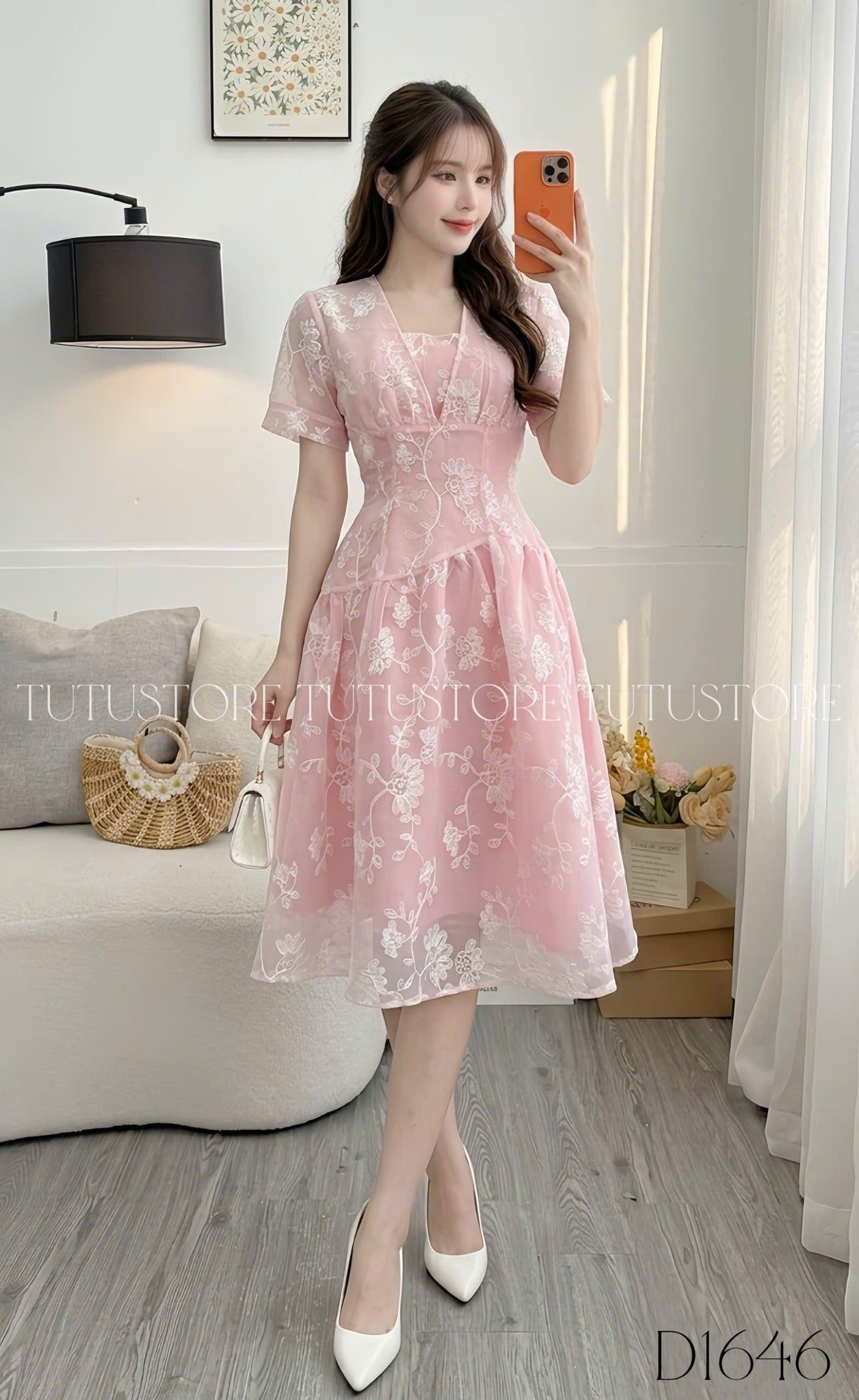 Đầm Xinh Thiết Kế Cổ Tim Dáng Xòe Nhẹ Nhàng Tiểu Thư TuTu Store Mã D1646