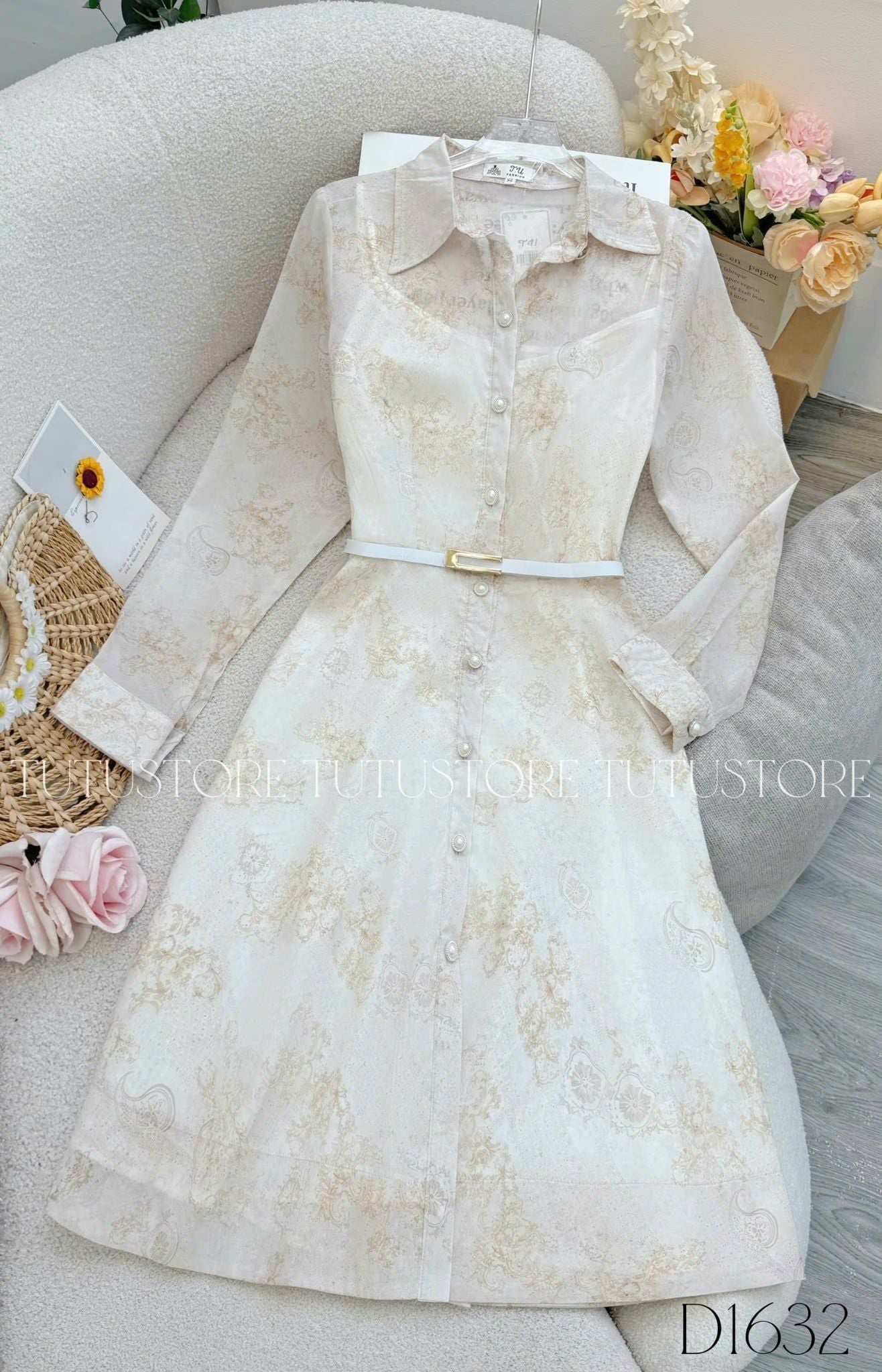 Đầm Thiết Kế Kiểu Cổ Sơ Mi Dáng Xòe Đi Chơi TuTu Store Mã D1632