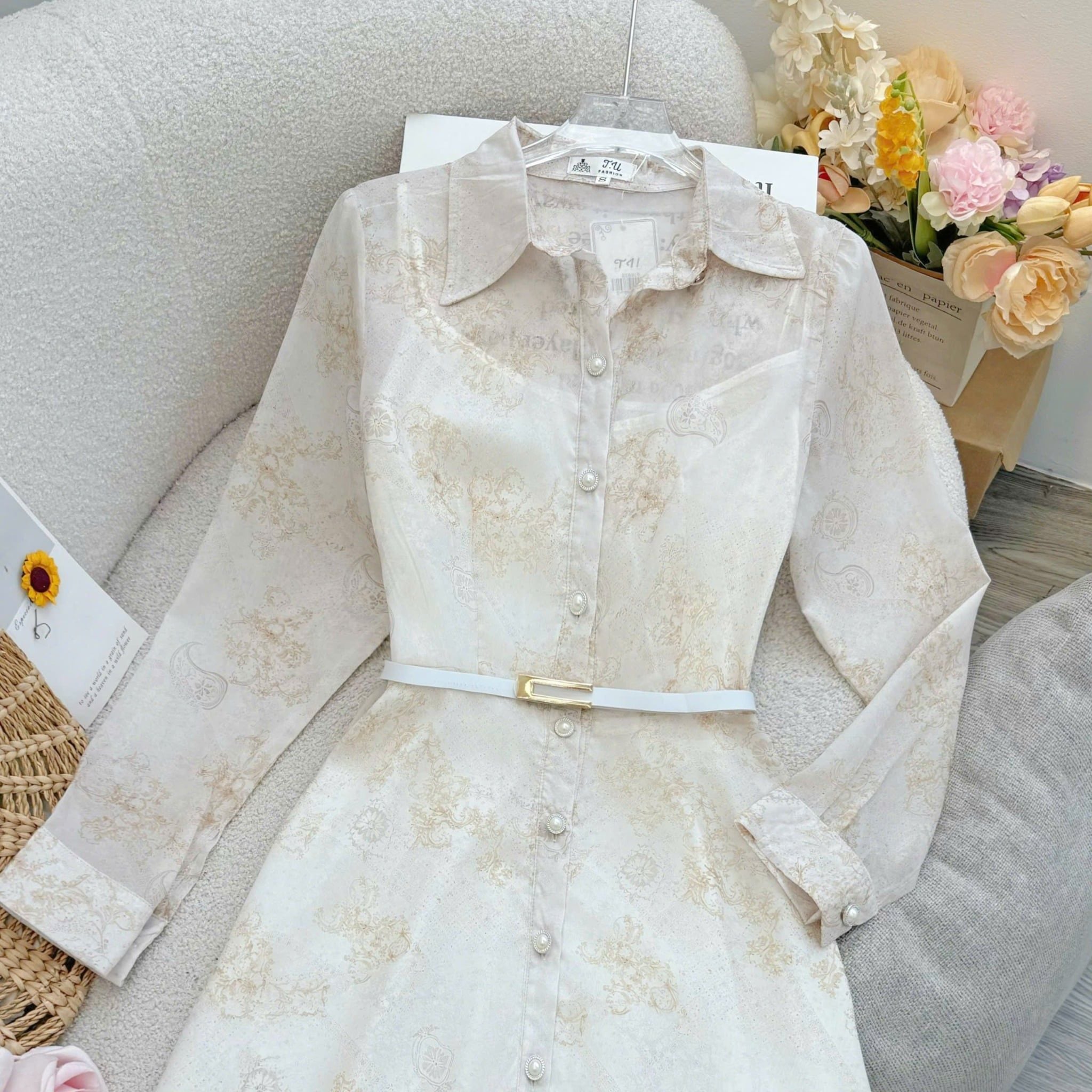Đầm Thiết Kế Kiểu Cổ Sơ Mi Dáng Xòe Đi Chơi TuTu Store Mã D1632