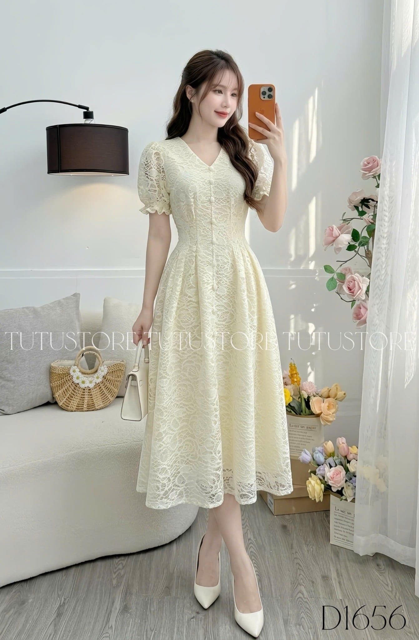 Đầm Thiết Kế Cổ Tim Dáng Xòe Đi Chơi TuTu Store Mã D1656