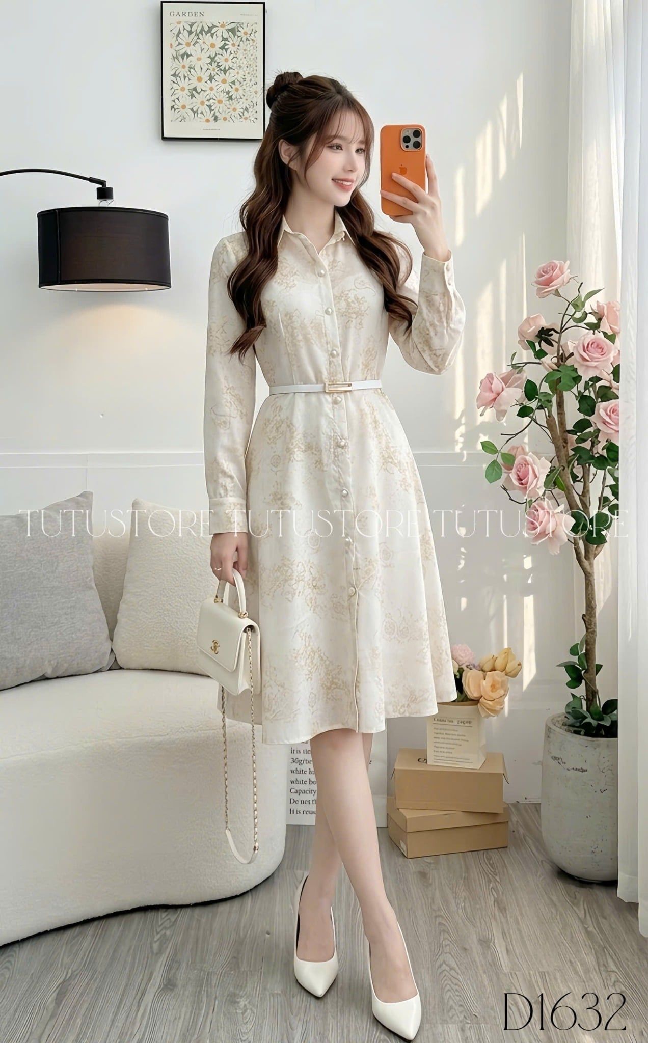 Đầm Thiết Kế Kiểu Cổ Sơ Mi Dáng Xòe Đi Chơi TuTu Store Mã D1632