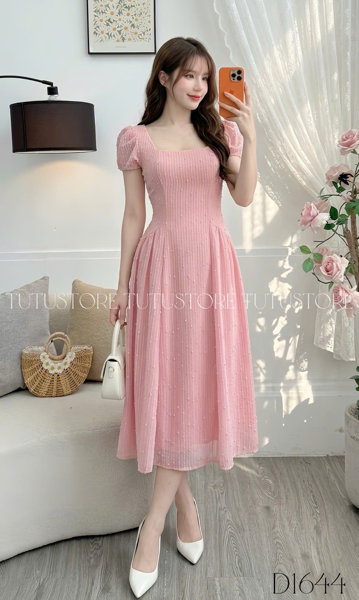 Đầm Thiết Kế Cổ Vuông Dáng Dài Đi Chơi TuTu Store Mã D1644