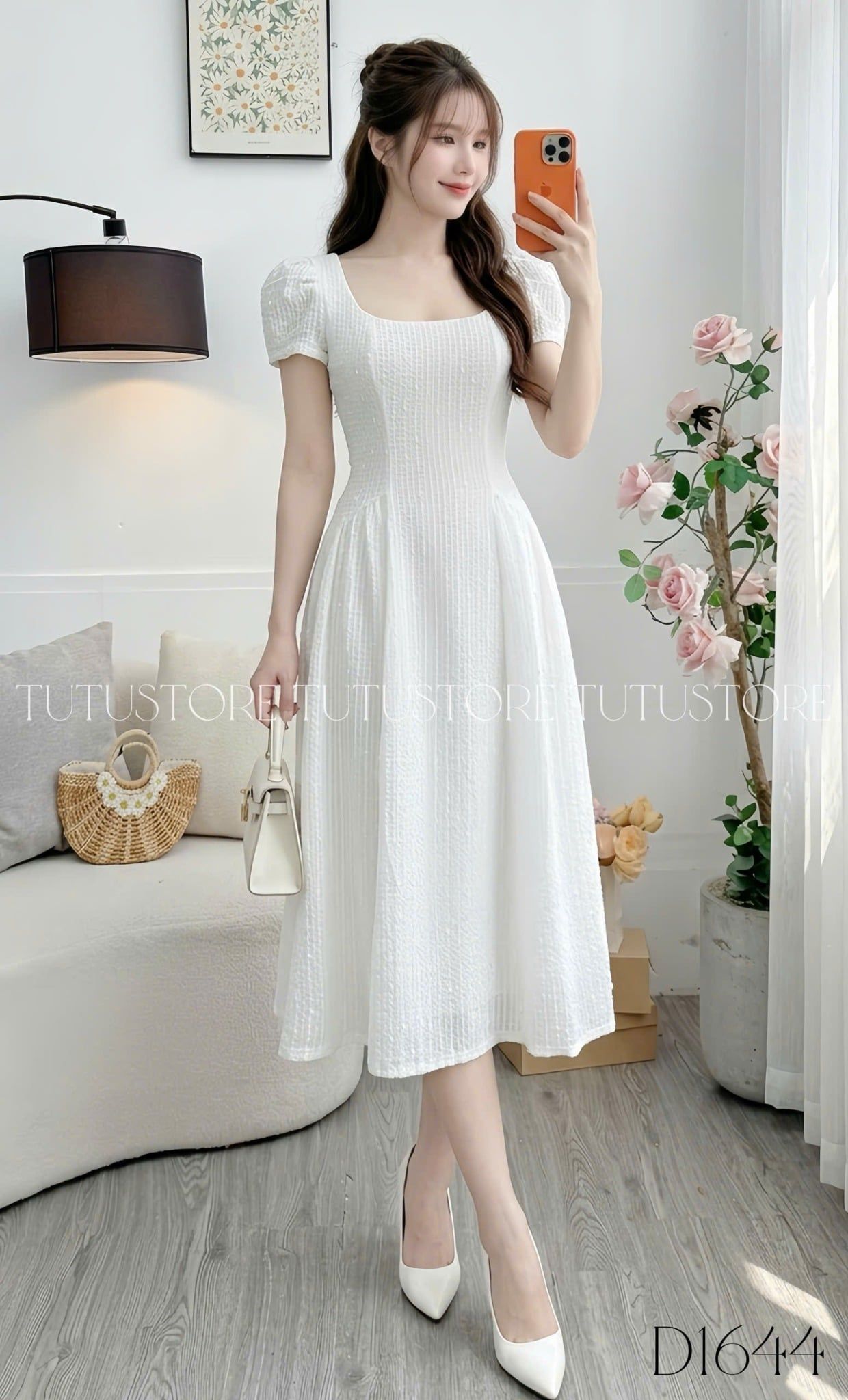Đầm Thiết Kế Cổ Vuông Dáng Dài Đi Chơi TuTu Store Mã D1644