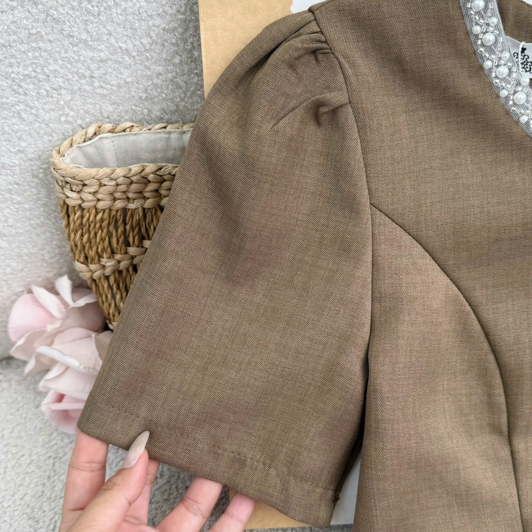 Áo Kiểu Thiết Kế Cổ Đính Hạt Dáng Peplum Công Sở TuTu Store Mã AS663