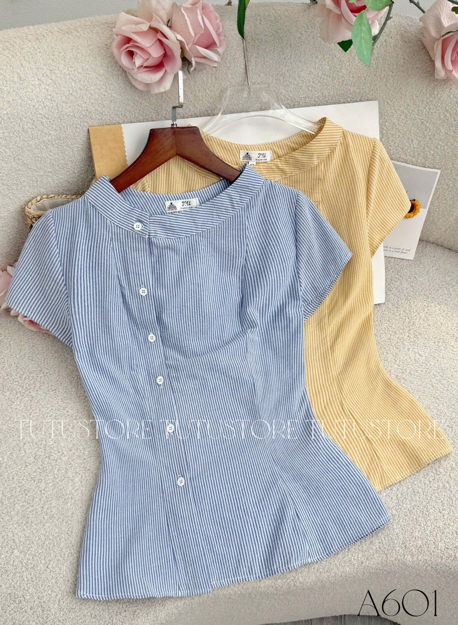 Áo Thiết Kế Kiểu Cổ Trụ Công Sở TuTu Store Mã A601