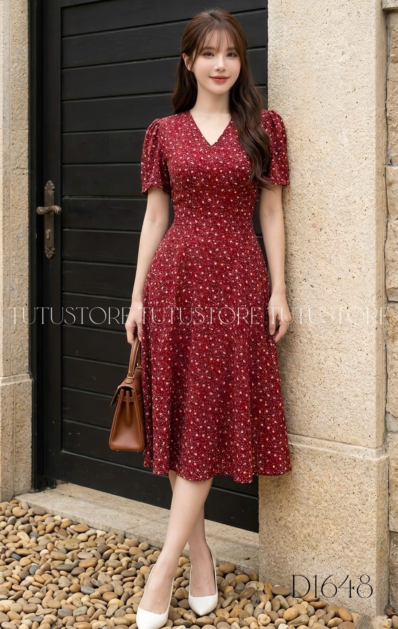 Đầm Thiết Kế Cổ Tim Dáng Xòe Hoa Nhí Đi Chơi TuTu Store Mã D1648