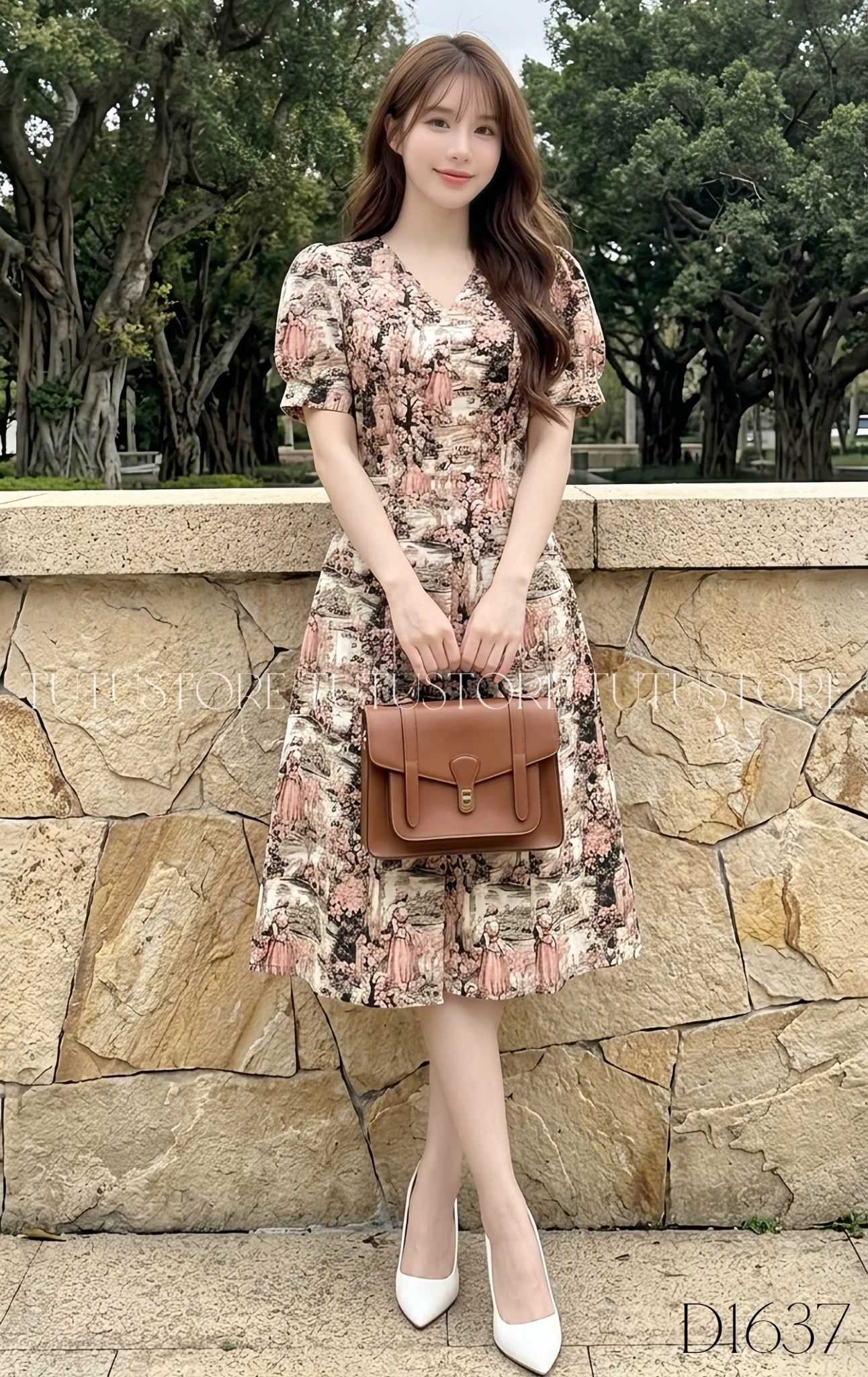 Đầm Thiết Kế Cổ V Dáng Chữ A Đi Chơi TuTu Store Mã D1637