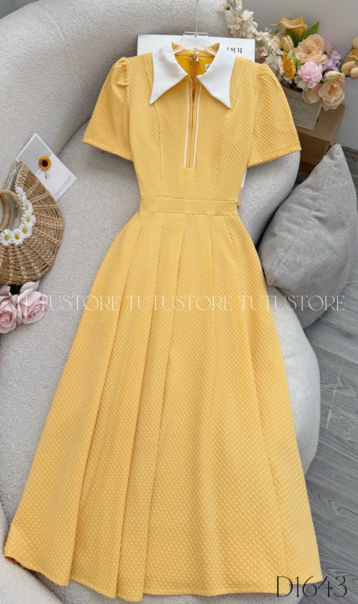 Đầm Thiết Kế Cổ Sơ Mi Dáng Xòe Đi Chơi TuTu Store Mã D1643