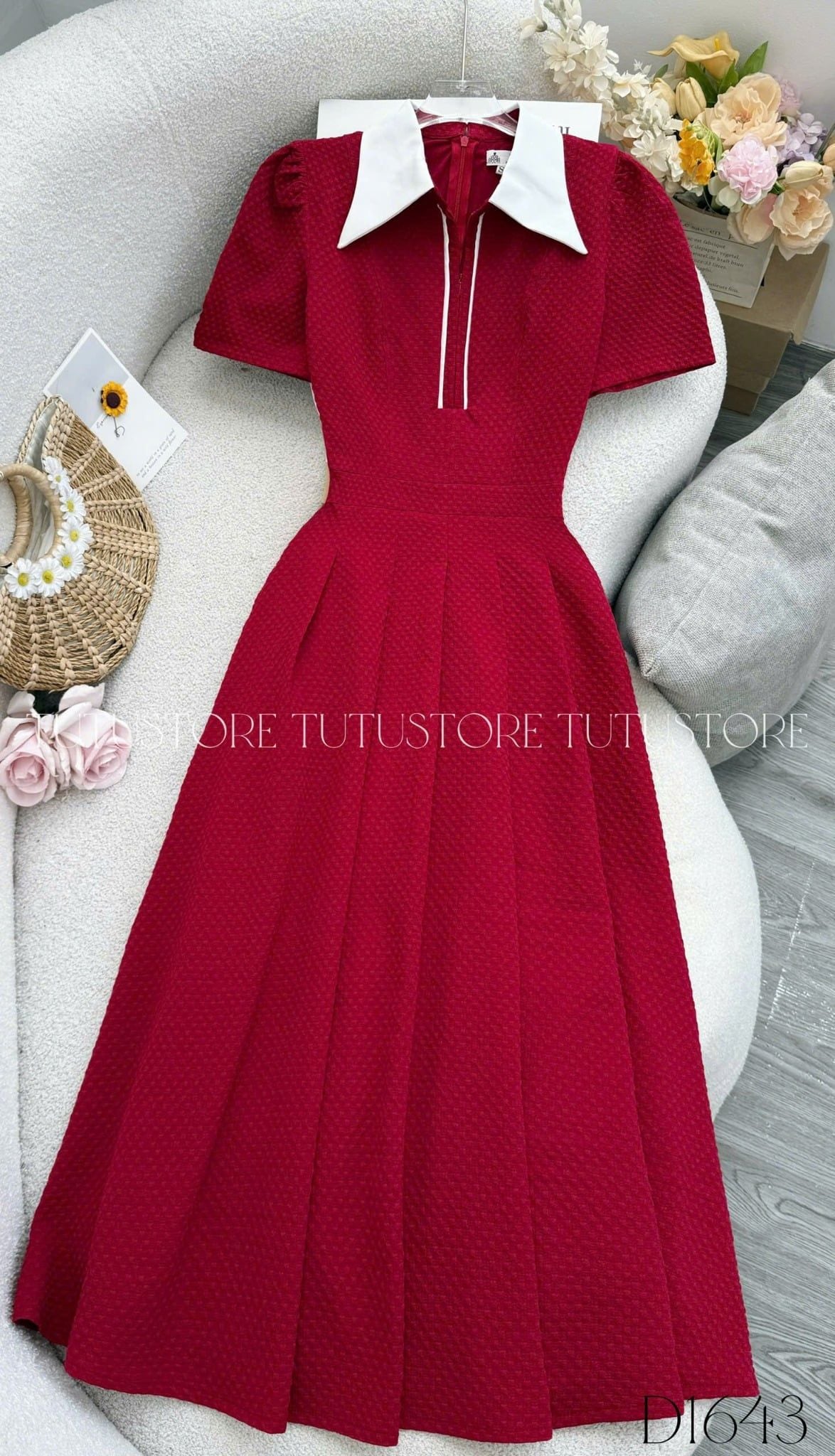 Đầm Thiết Kế Cổ Sơ Mi Dáng Xòe Đi Chơi TuTu Store Mã D1643