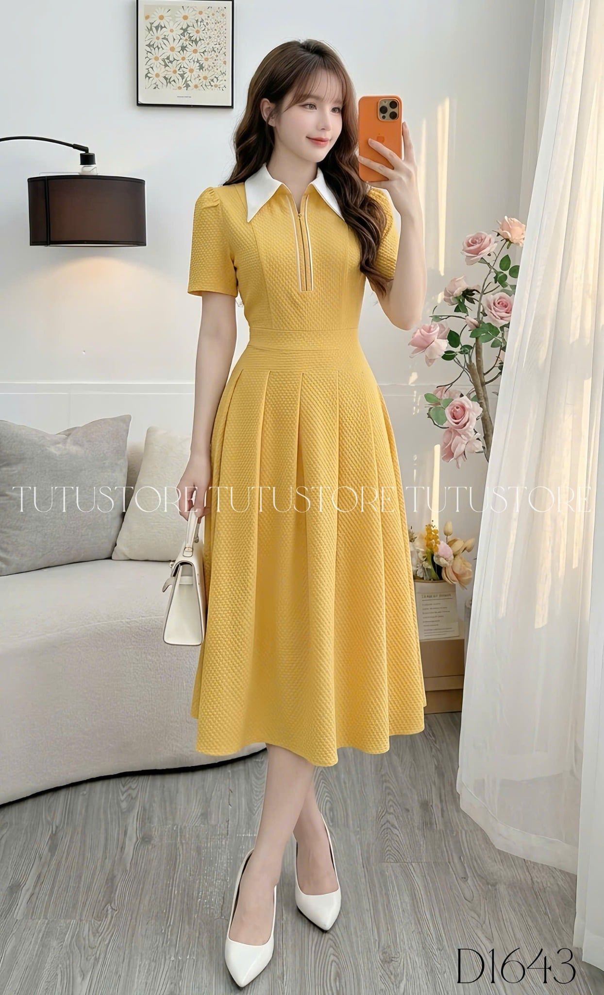 Đầm Thiết Kế Cổ Sơ Mi Dáng Xòe Đi Chơi TuTu Store Mã D1643