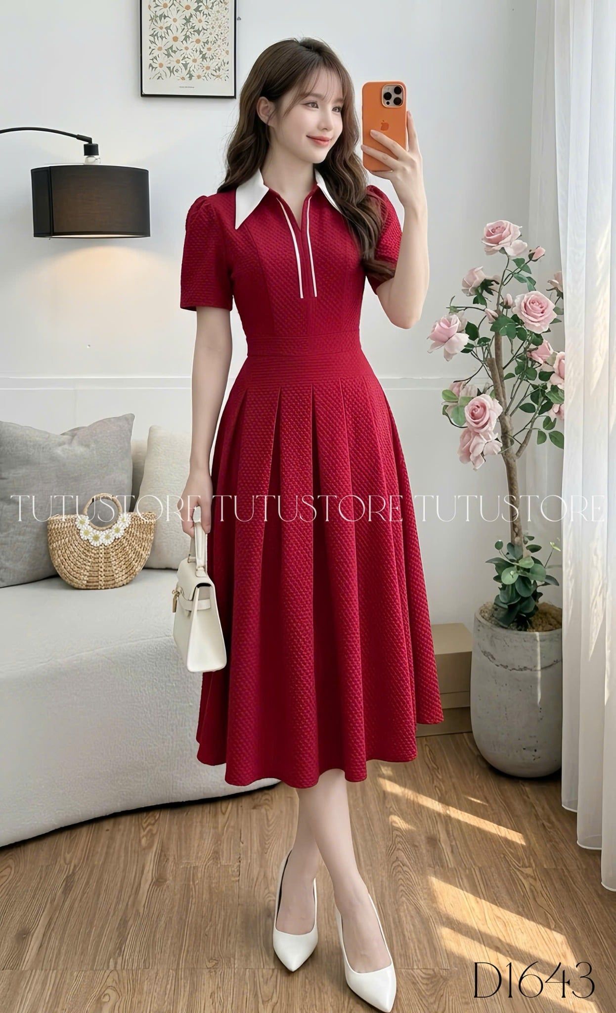 Đầm Thiết Kế Cổ Sơ Mi Dáng Xòe Đi Chơi TuTu Store Mã D1643