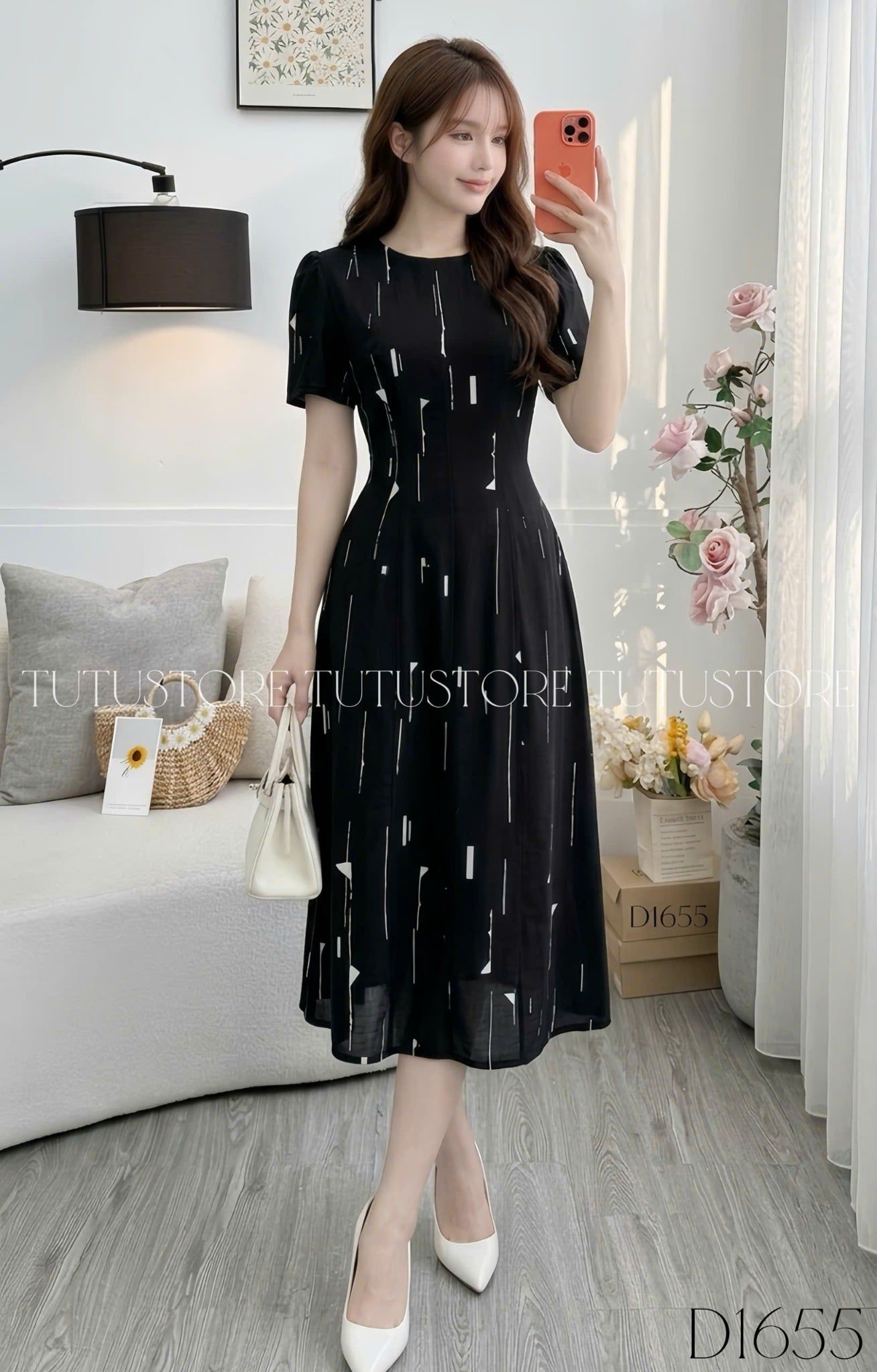 Đầm Thiết Kế Dáng Chữ A Tay Bồng Đi Tiệc TuTu Store Mã D1655