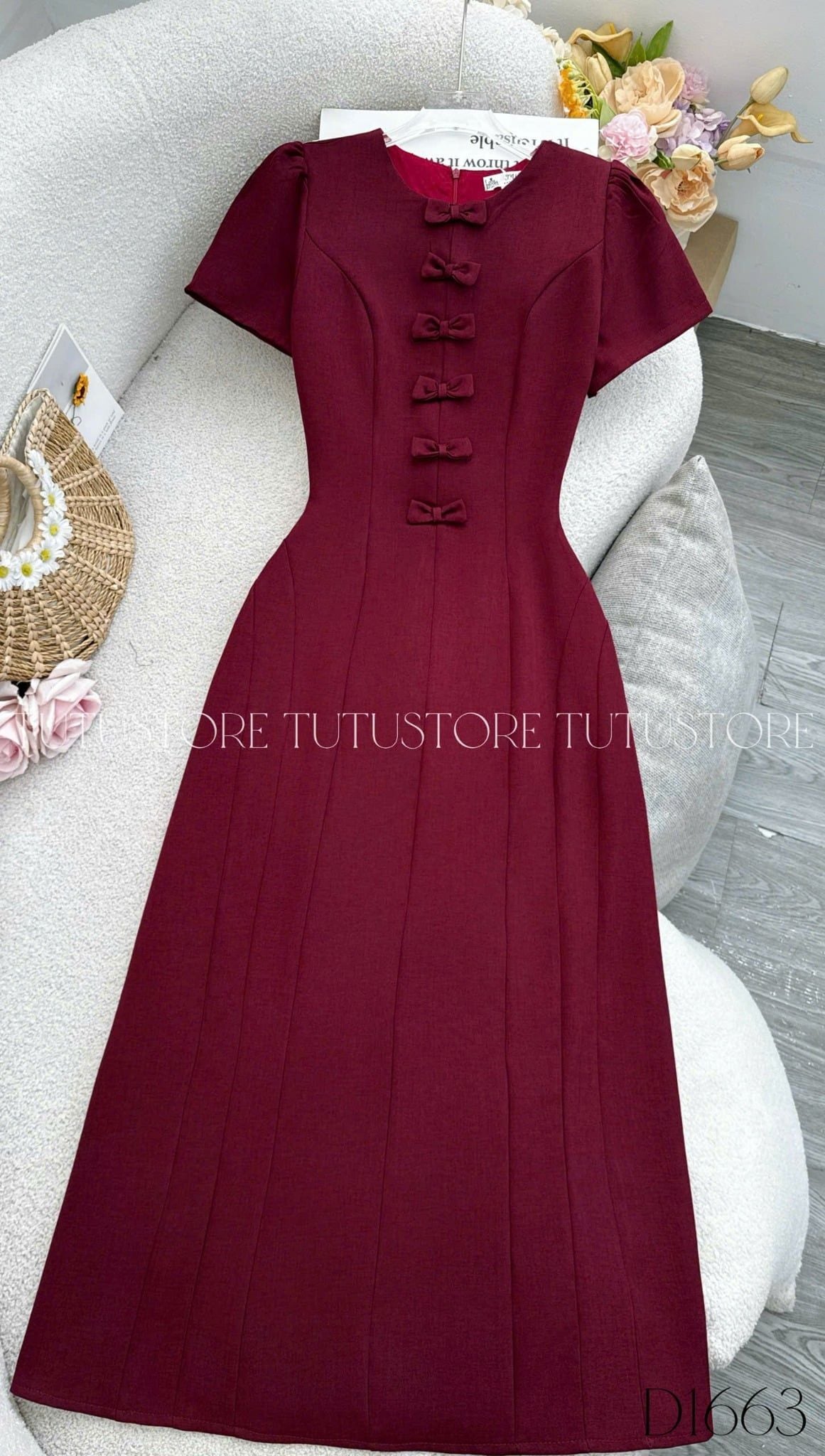 Đầm Thiết Kế Cổ Tròn Đính Nơ Đi Tiệc TuTu Store Mã D1663