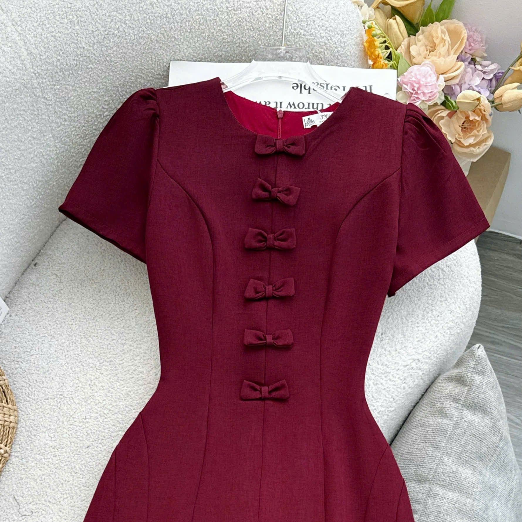 Đầm Thiết Kế Cổ Tròn Đính Nơ Đi Tiệc TuTu Store Mã D1663