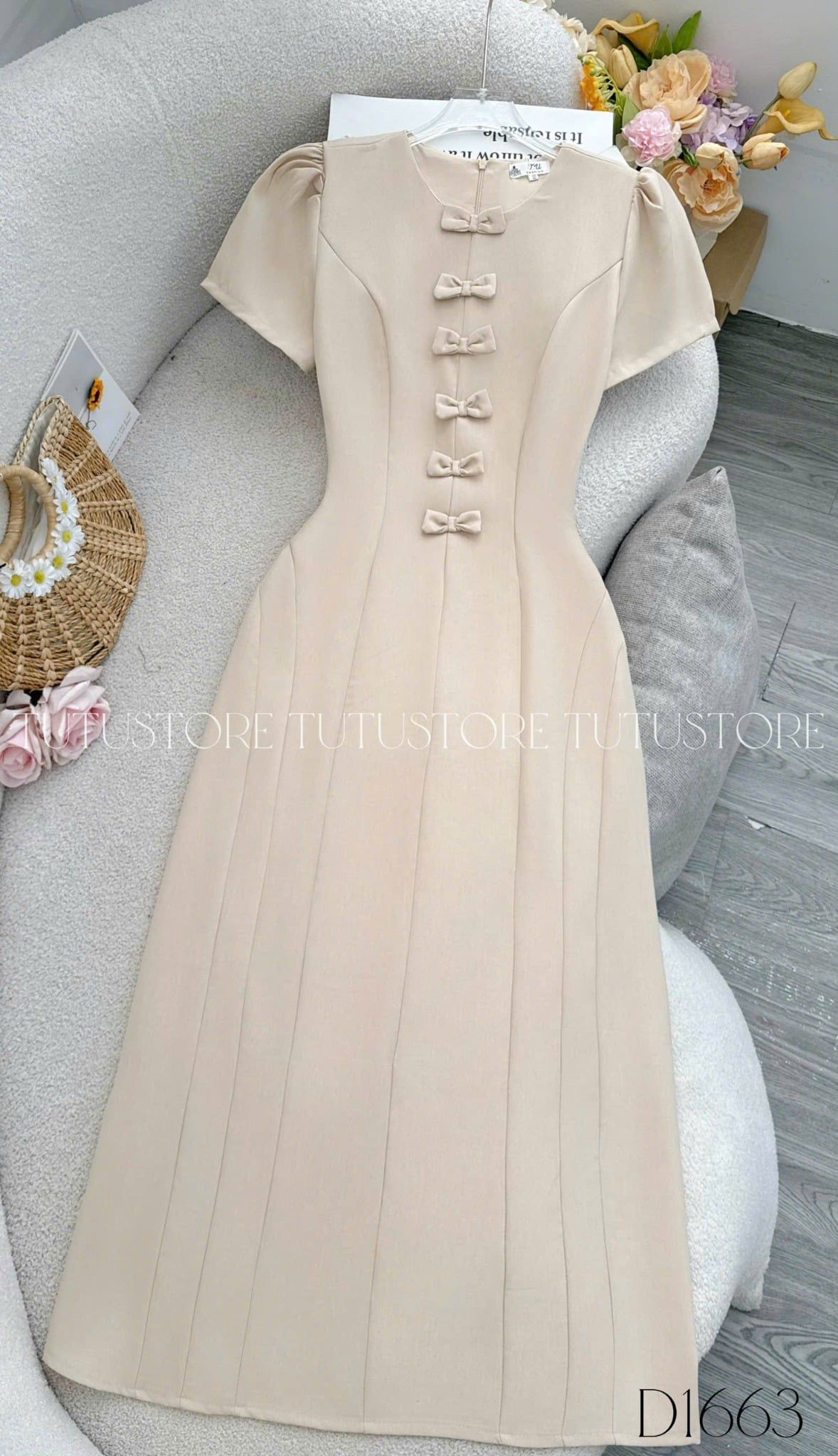 Đầm Thiết Kế Cổ Tròn Đính Nơ Đi Tiệc TuTu Store Mã D1663