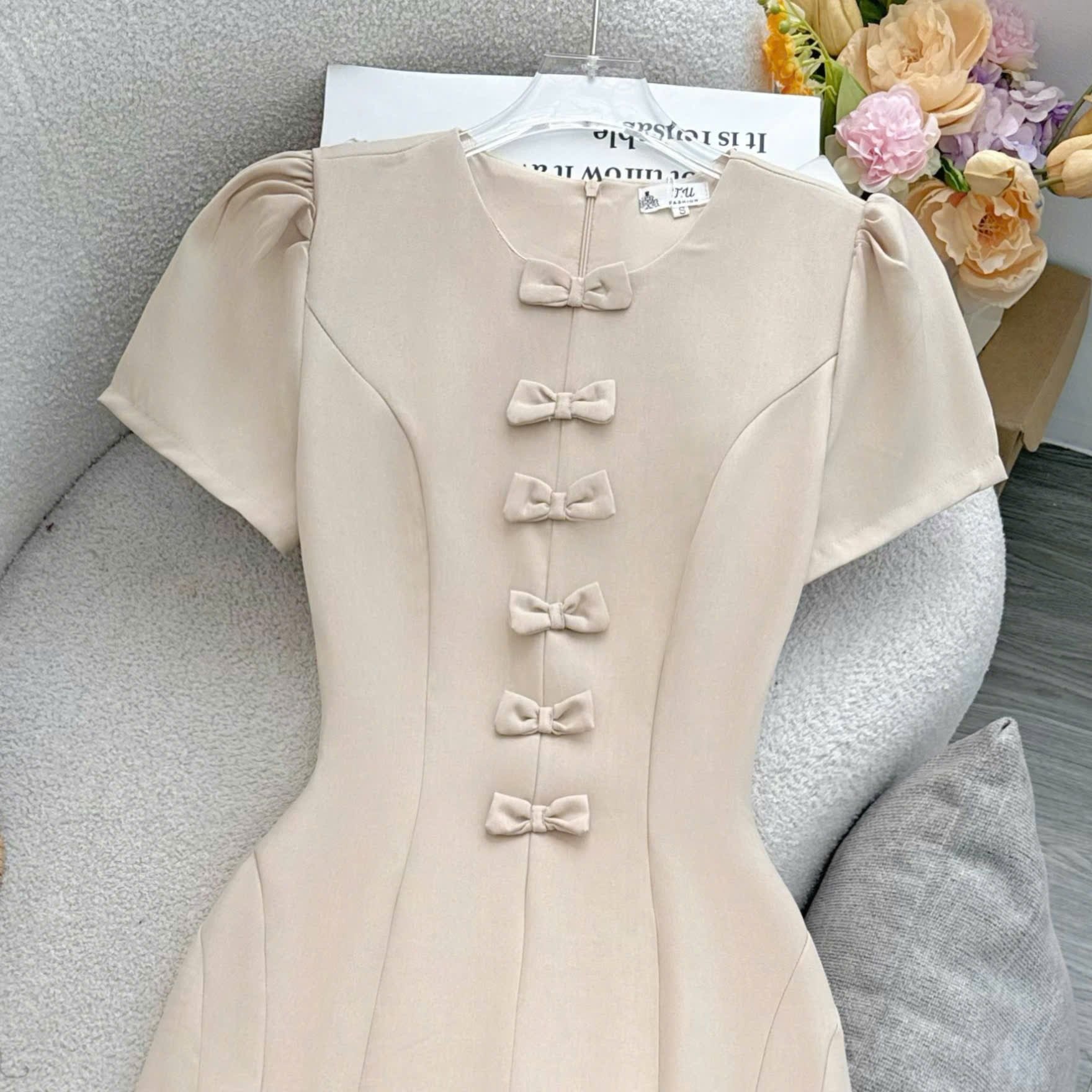Đầm Thiết Kế Cổ Tròn Đính Nơ Đi Tiệc TuTu Store Mã D1663