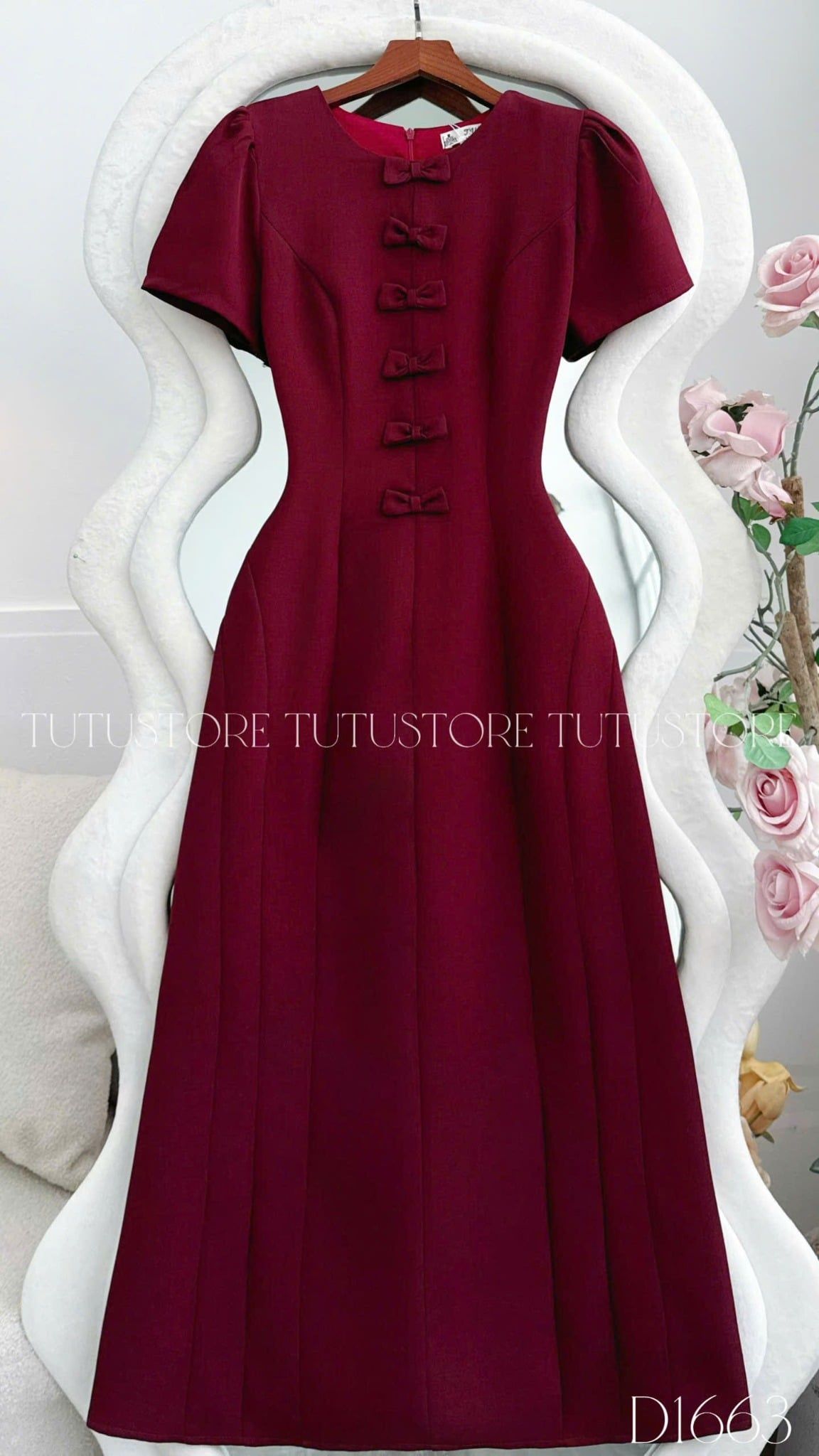 Đầm Thiết Kế Cổ Tròn Đính Nơ Đi Tiệc TuTu Store Mã D1663
