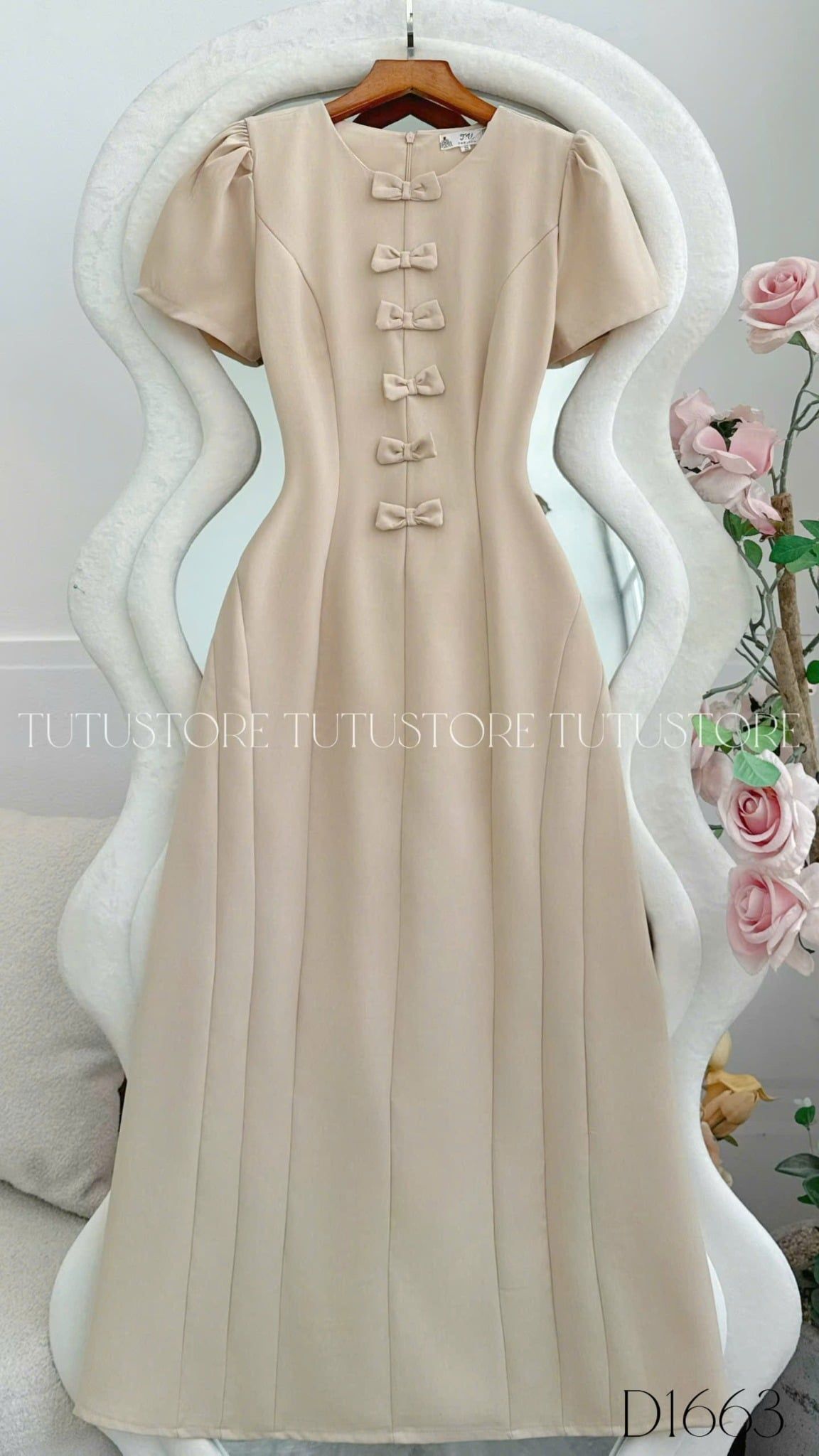 Đầm Thiết Kế Cổ Tròn Đính Nơ Đi Tiệc TuTu Store Mã D1663