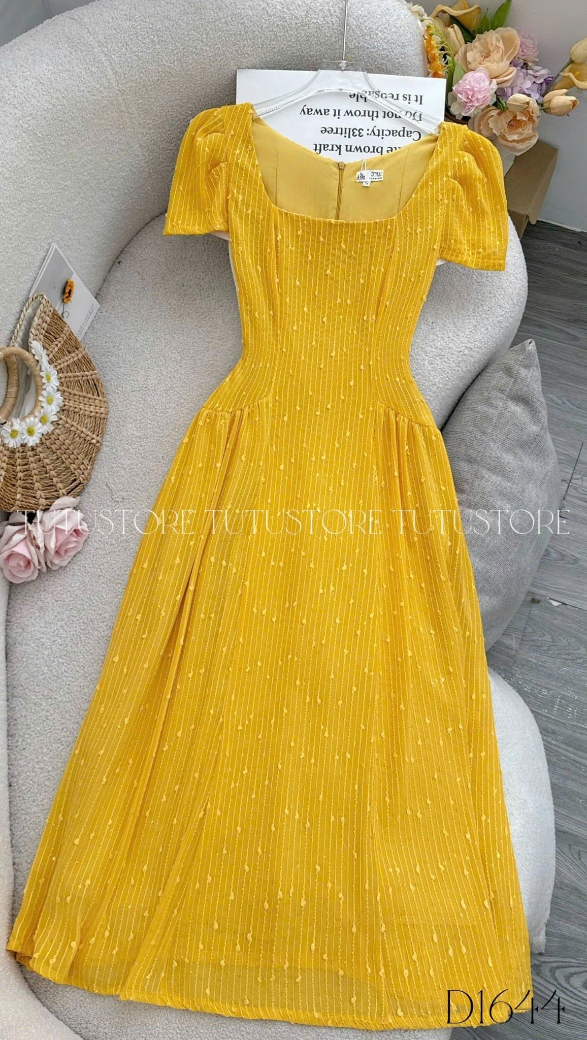 Đầm Thiết Kế Cổ Vuông Dáng Dài Đi Chơi TuTu Store Mã D1644