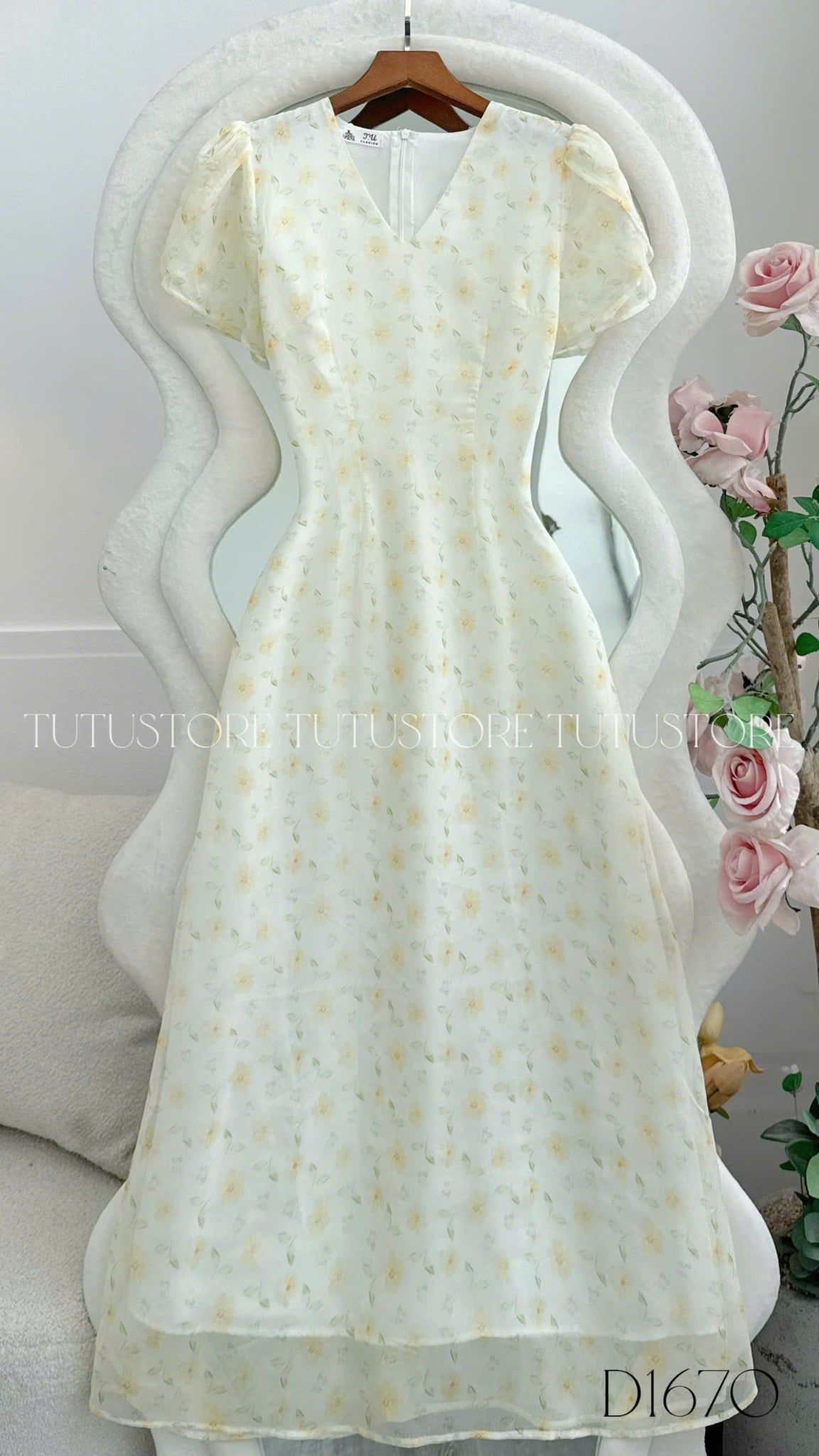Đầm Thiết Kế Cổ V Dáng Dài Hoa Nhí Đi Chơi TuTu Store Mã D1670