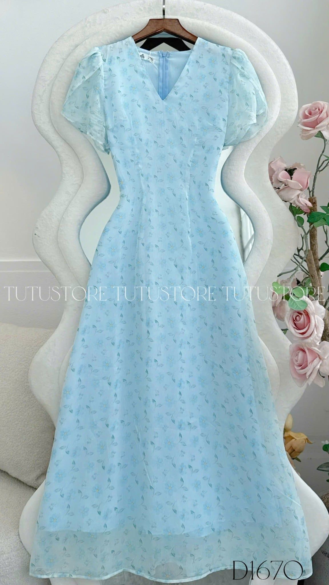 Đầm Thiết Kế Cổ V Dáng Dài Hoa Nhí Đi Chơi TuTu Store Mã D1670
