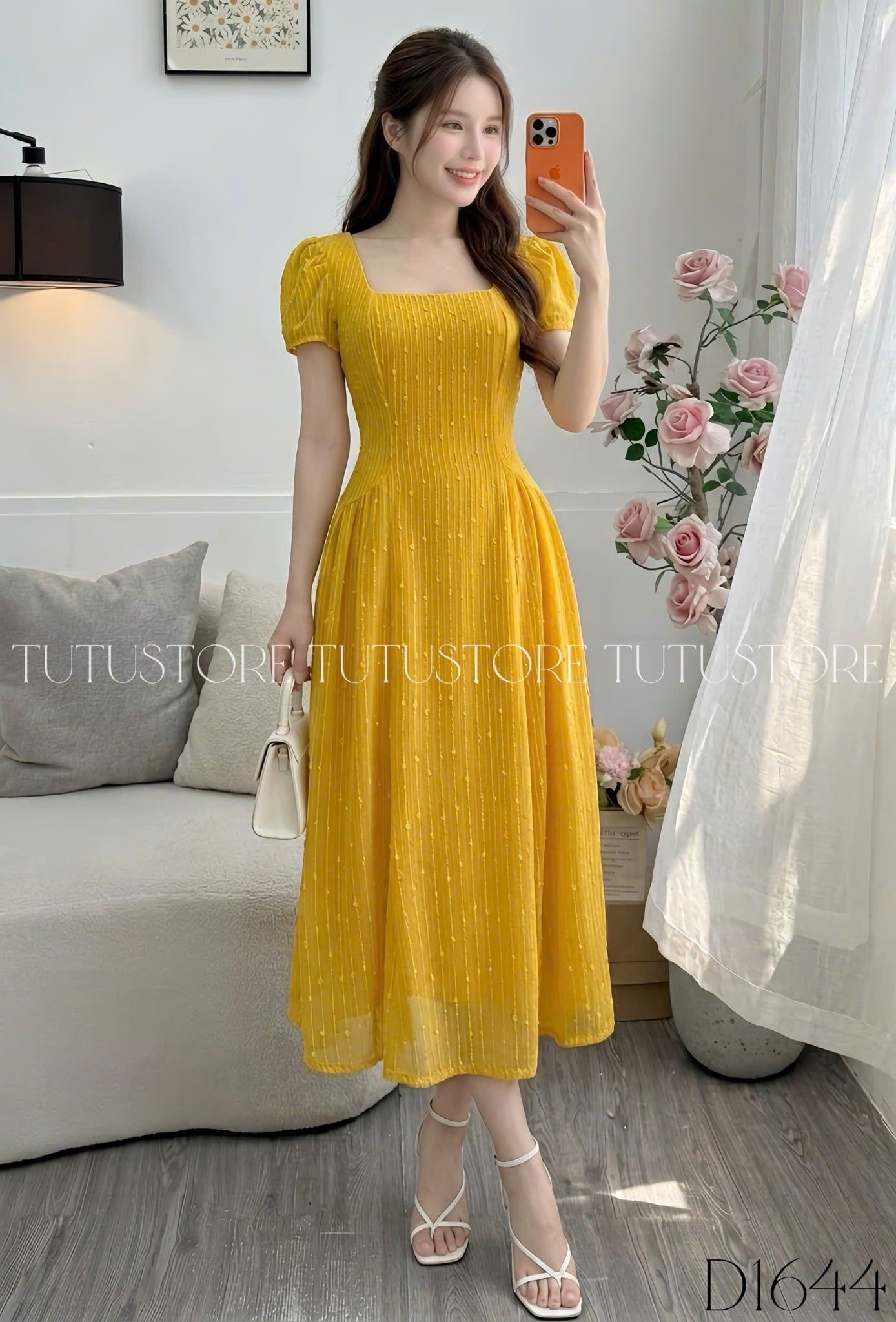 Đầm Thiết Kế Cổ Vuông Dáng Dài Đi Chơi TuTu Store Mã D1644