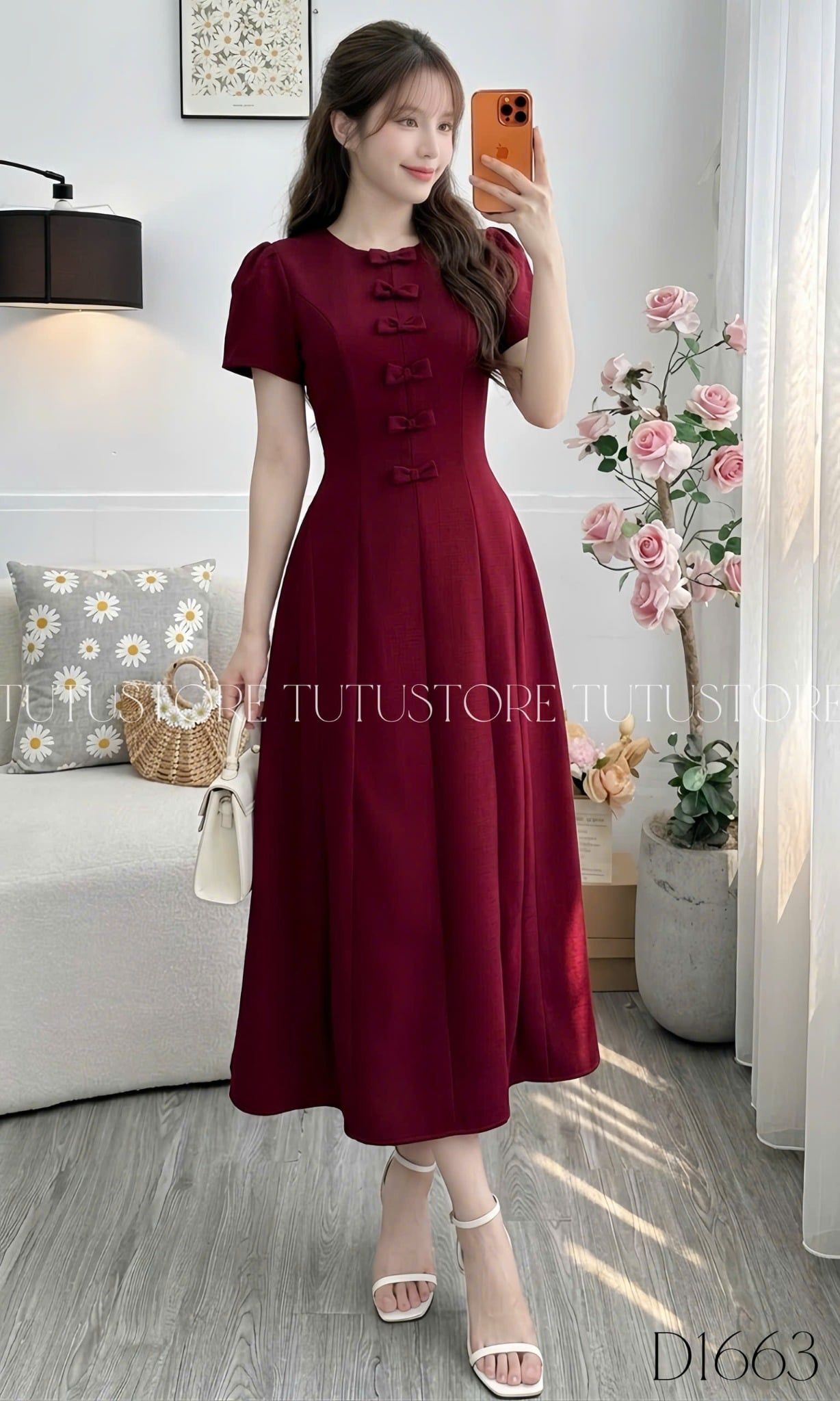 Đầm Thiết Kế Cổ Tròn Đính Nơ Đi Tiệc TuTu Store Mã D1663