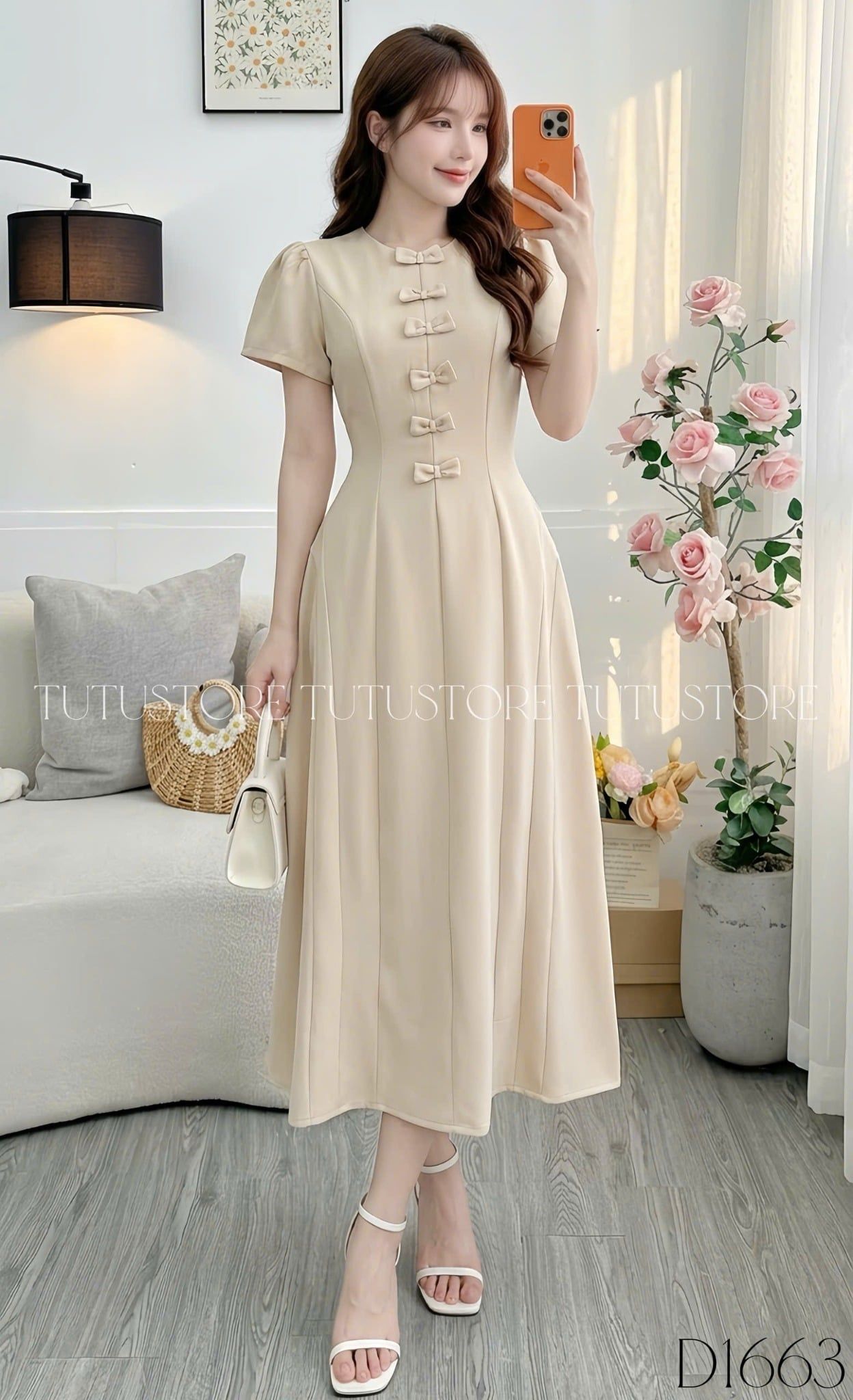 Đầm Thiết Kế Cổ Tròn Đính Nơ Đi Tiệc TuTu Store Mã D1663