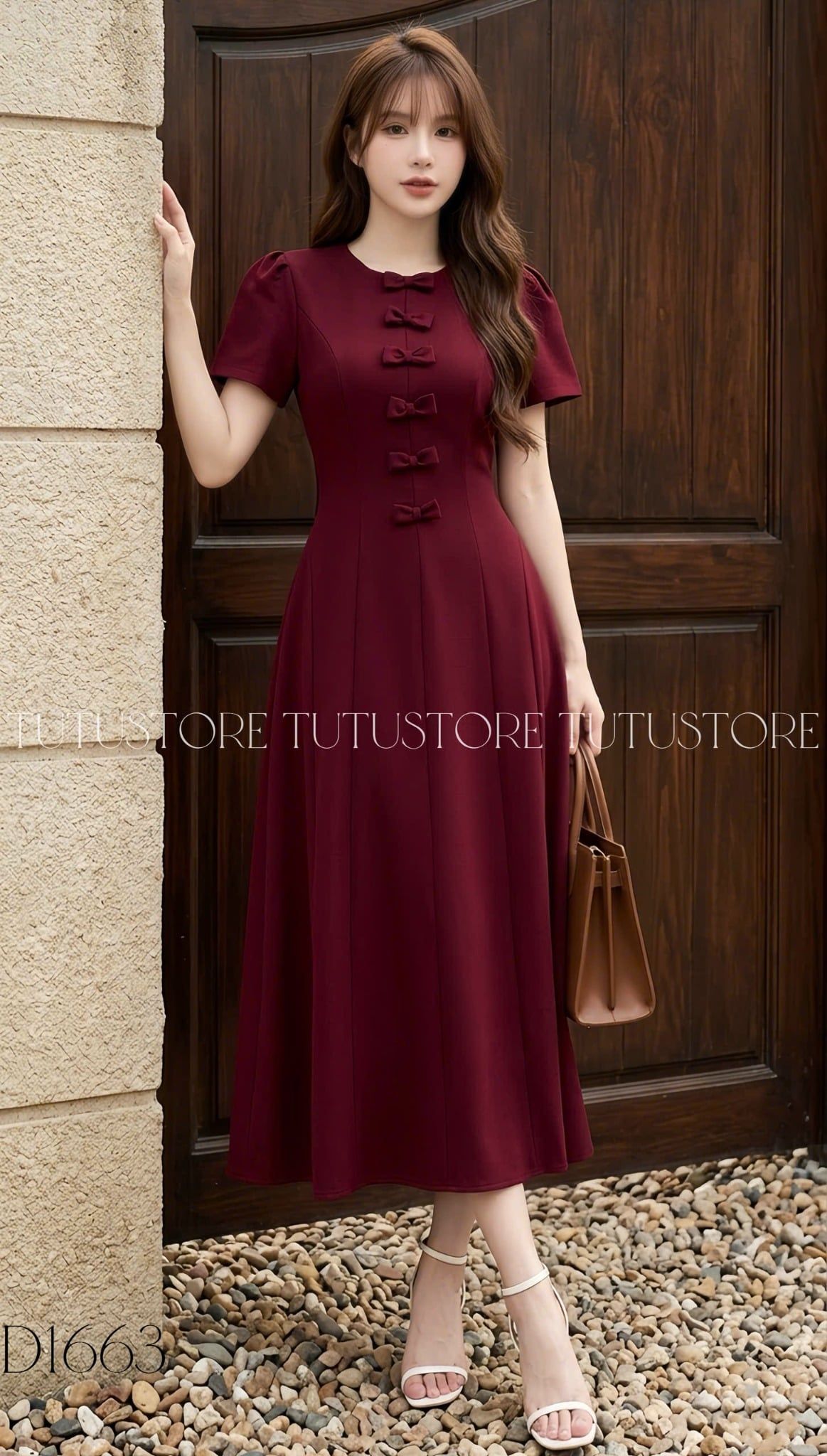 Đầm Thiết Kế Cổ Tròn Đính Nơ Đi Tiệc TuTu Store Mã D1663