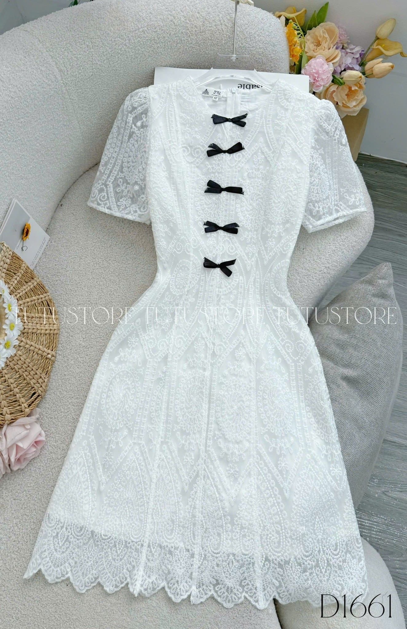 Đầm Thiết Kế Cổ Tròn Đính Nơ Thanh Lịch Đi Tiệc TuTu Store Mã D1661