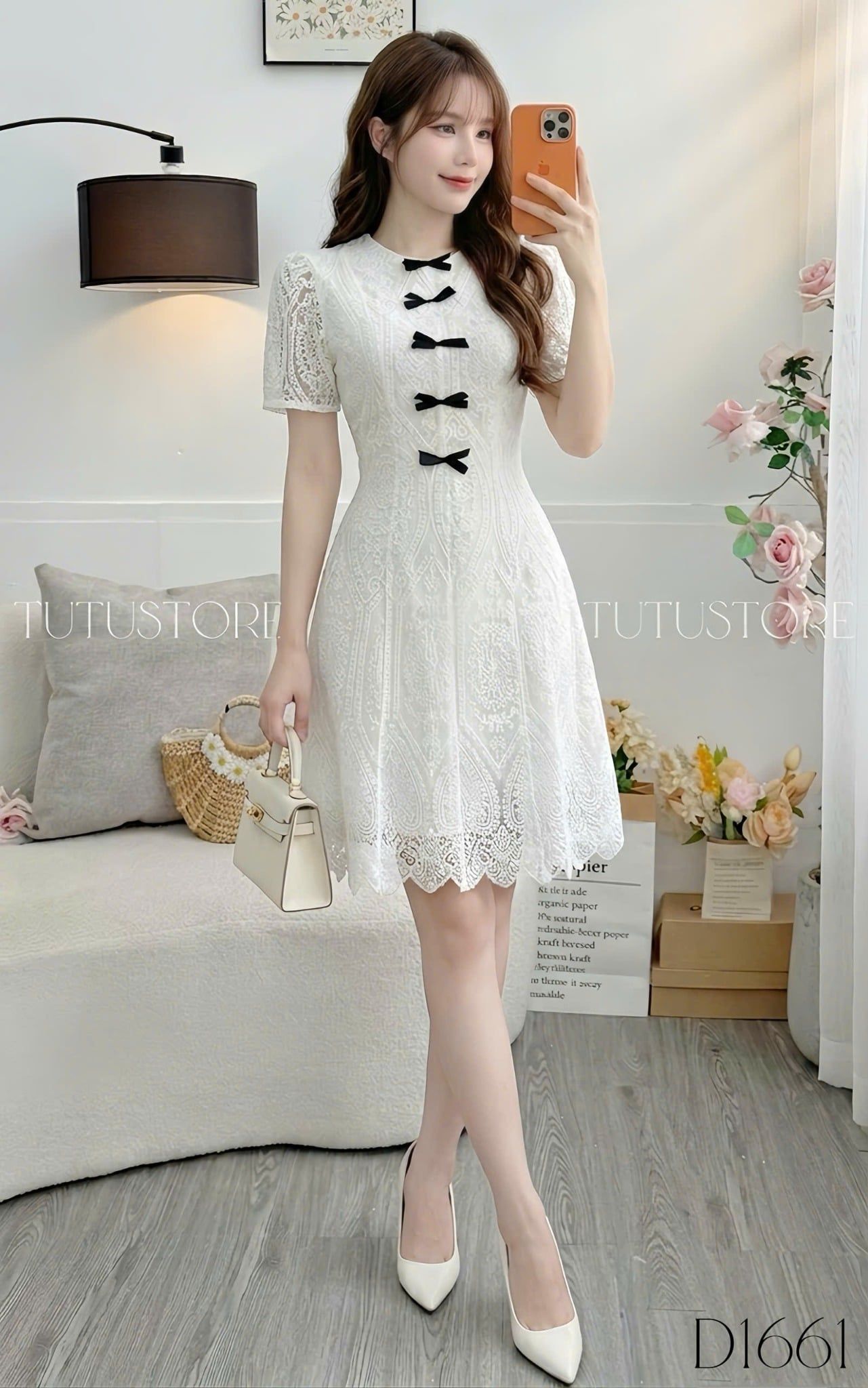 Đầm Thiết Kế Cổ Tròn Đính Nơ Thanh Lịch Đi Tiệc TuTu Store Mã D1661