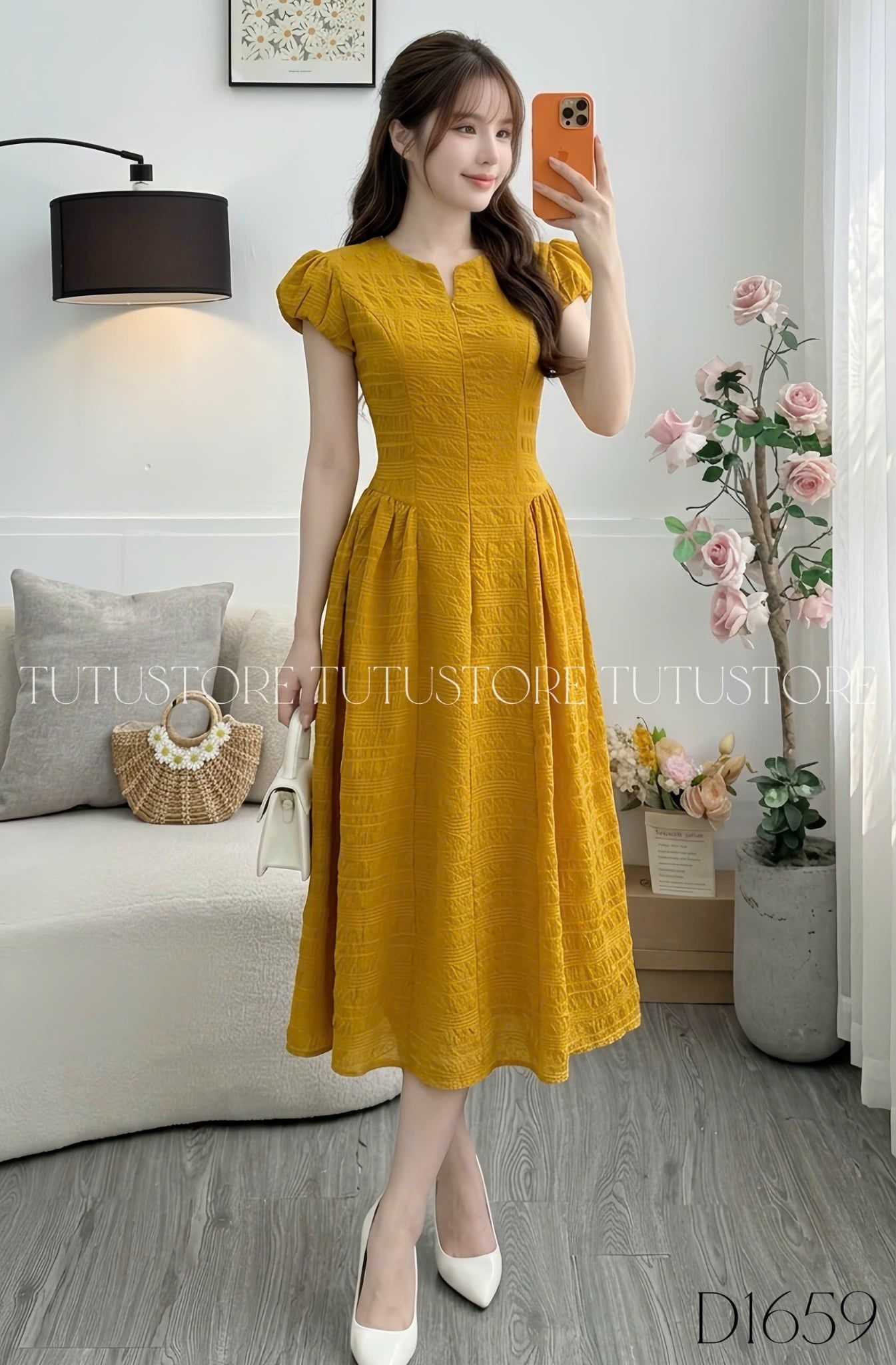 Đầm Thiết Kế Cổ V Dáng Xòe Đi Chơi TuTu Store Mã D1659
