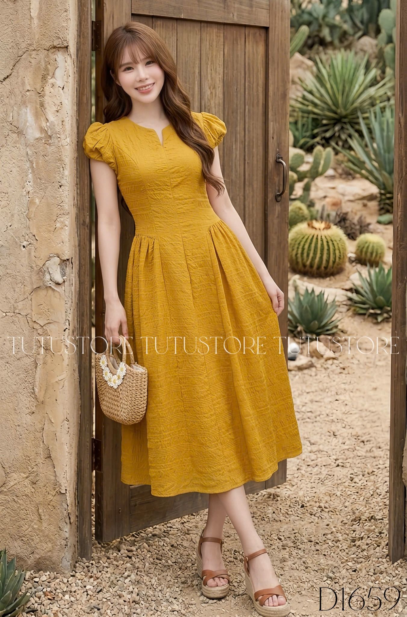 Đầm Thiết Kế Cổ V Dáng Xòe Đi Chơi TuTu Store Mã D1659