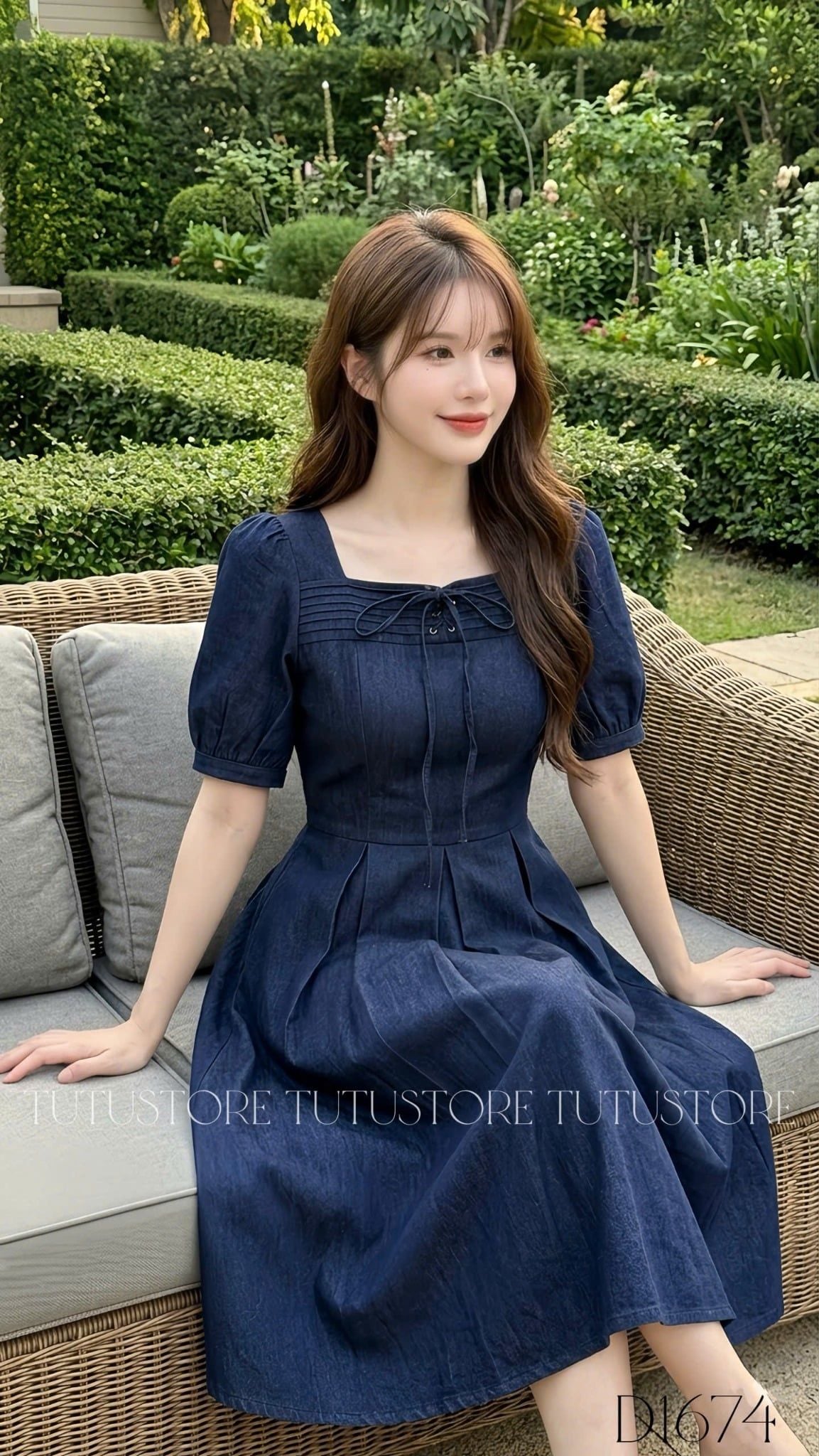 Đầm Thiết Kế Cổ Vuông Dáng Xòe Đi Chơi TuTu Store Mã D1674