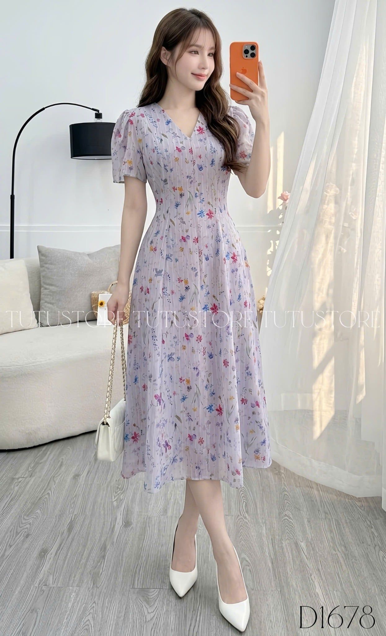 Đầm Thiết Kế Cổ V Dáng Xòe Hoa Nhí Đi Chơi TuTu Store Mã D1678