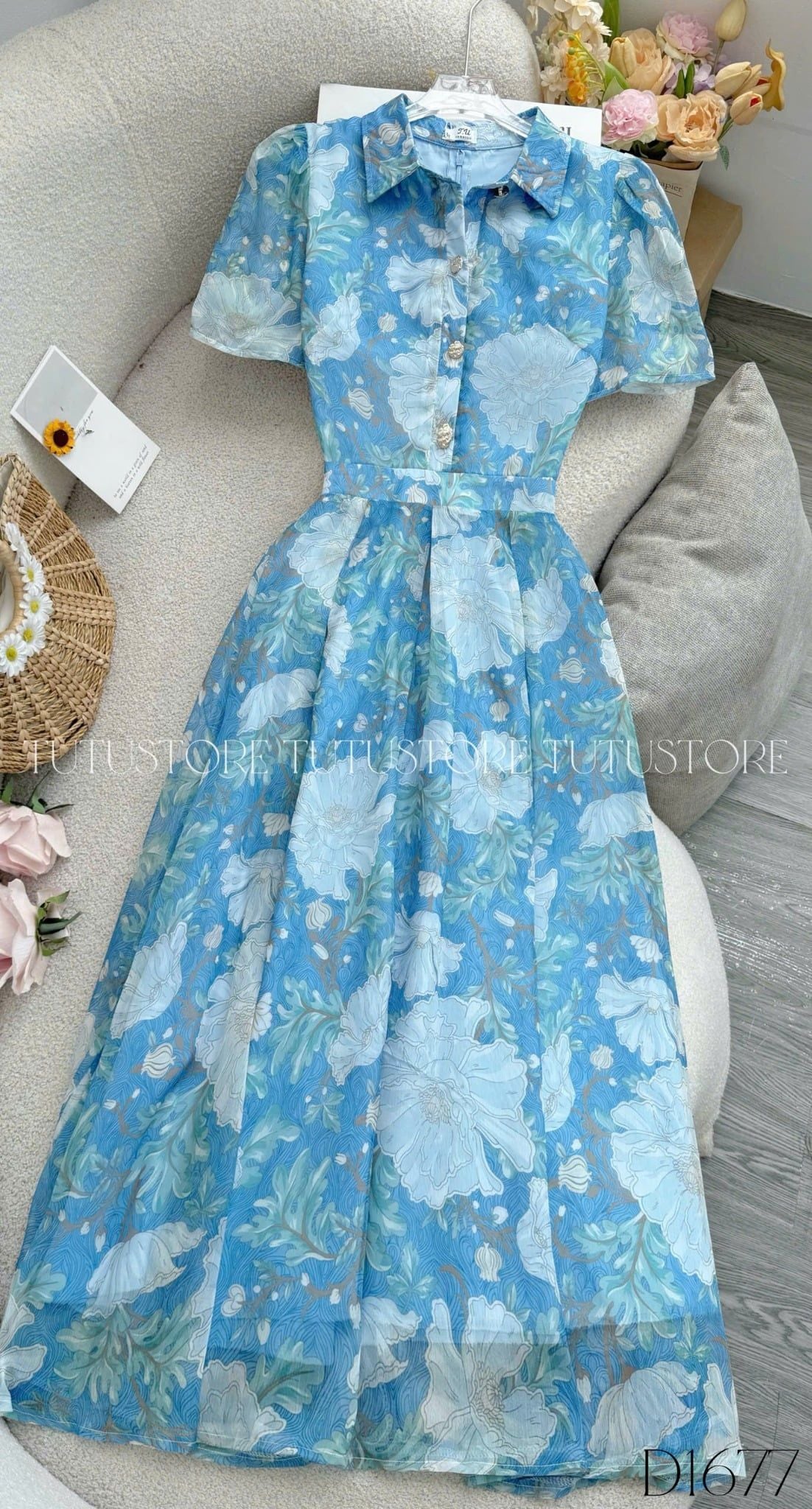 Đầm Thiết Kế Cổ Sơ Mi Dáng Xòe Đi Chơi TuTu Store Mã D1677