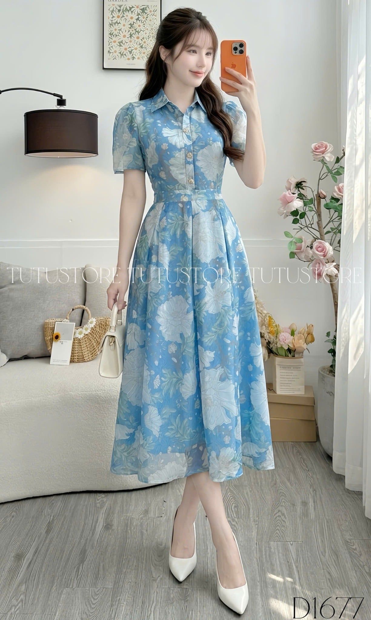 Đầm Thiết Kế Cổ Sơ Mi Dáng Xòe Đi Chơi TuTu Store Mã D1677